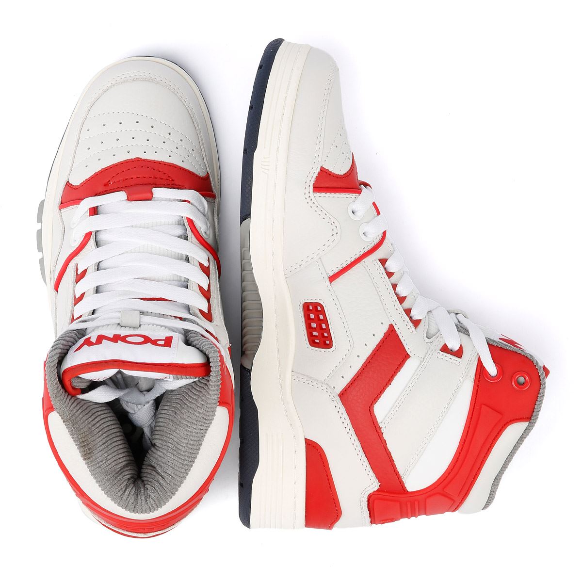Pony M_100 Des Baskets Blanches/Rouges En Cuir
