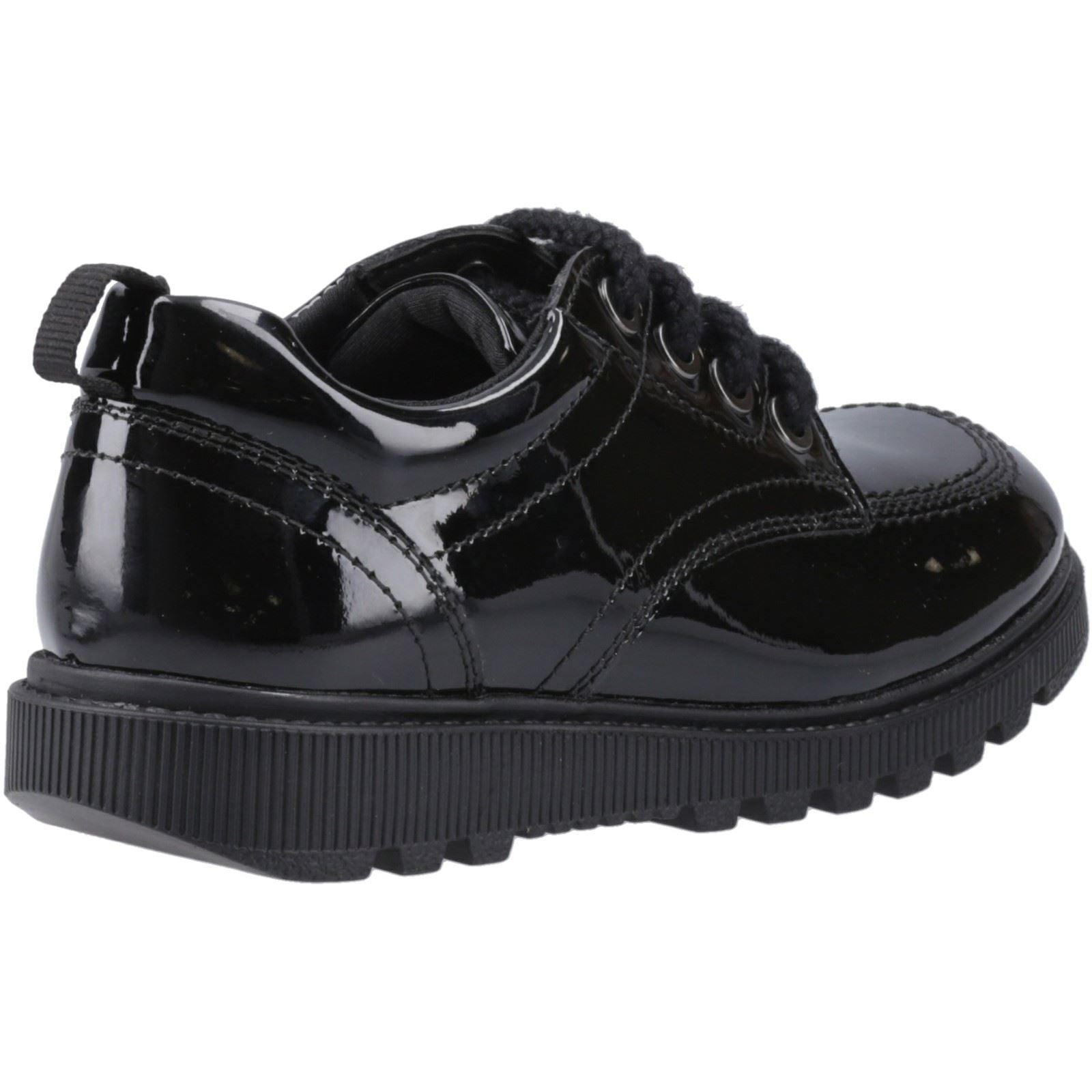 Hush Puppies Keeley Chaussures À Lacets Noires En Cuir Pour Filles