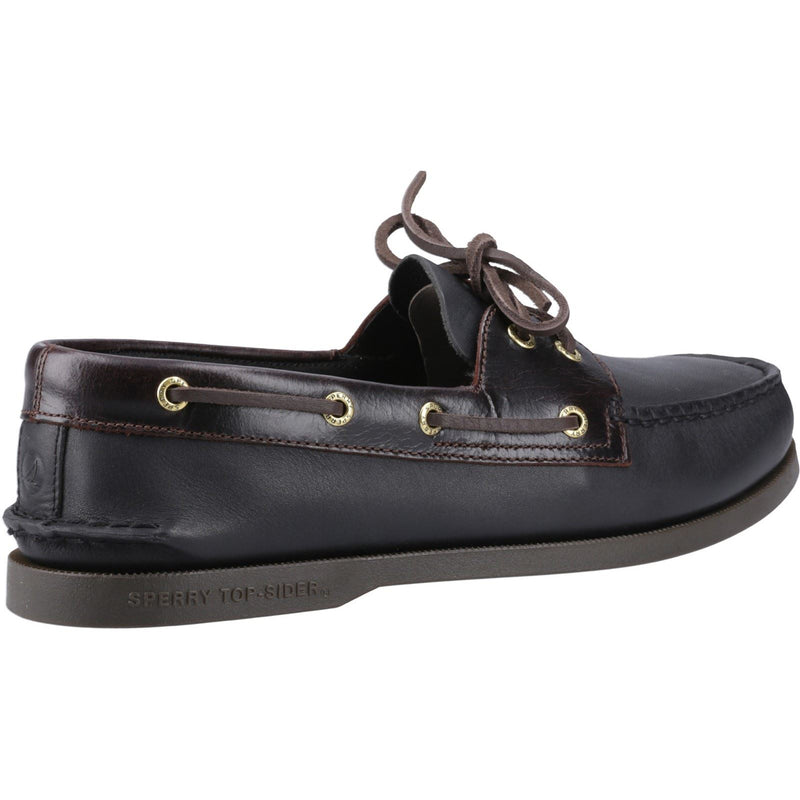 Sperry Authentic 2 Eye Chaussures Bateau Pour Homme En Cuir Amaretto/Noir