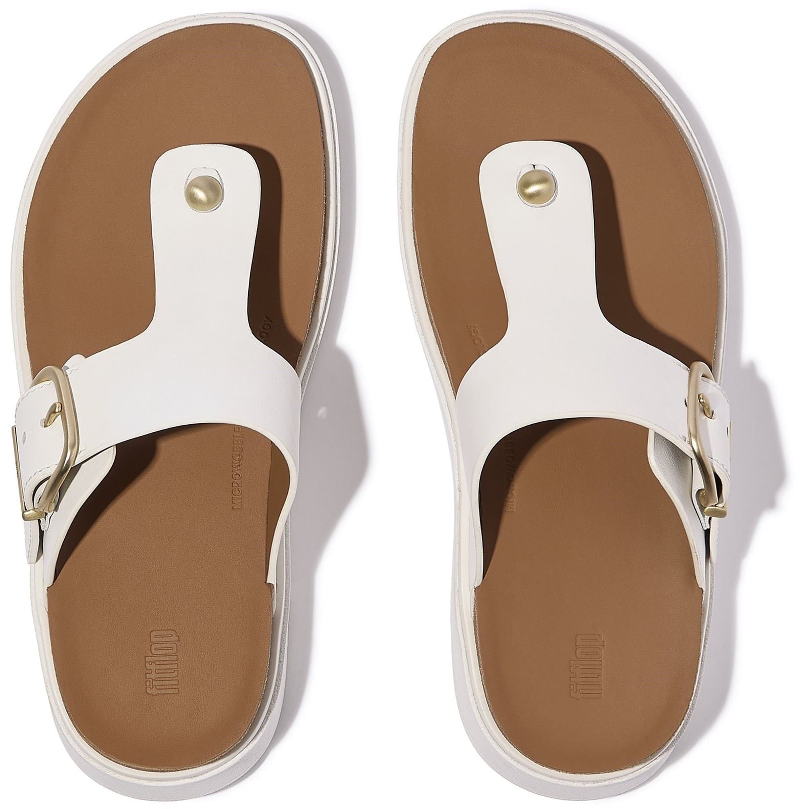 Fitflop Gen-FF Toe-Post Sandales Blanches Urbaines En Cuir Pour Femmes