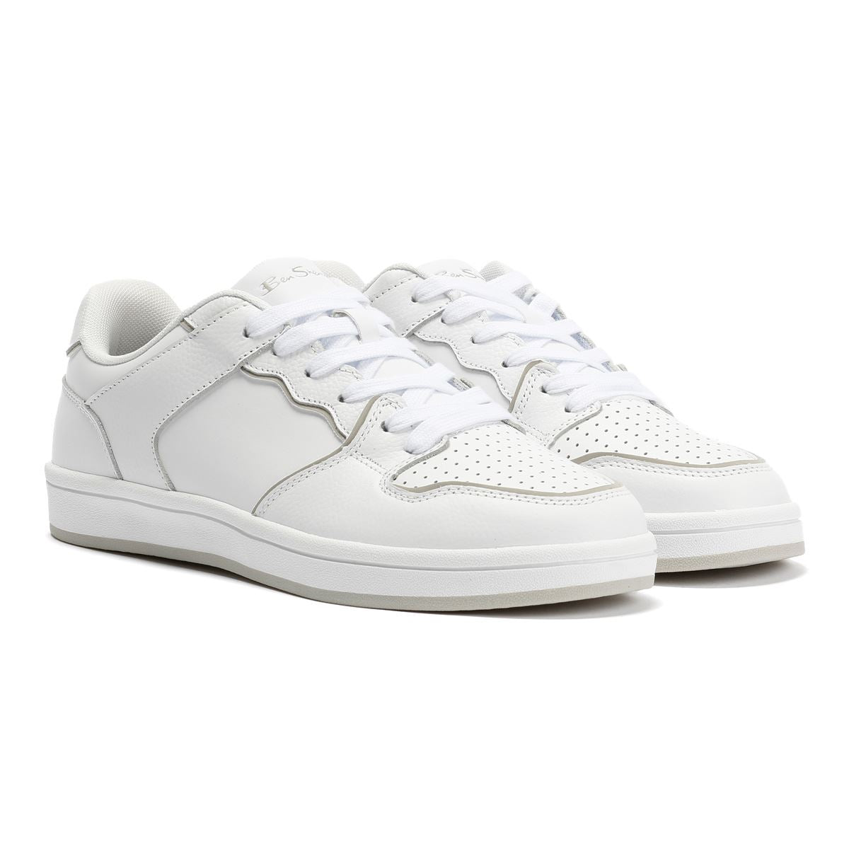 Ben Sherman Club Baskets Blanches En Cuir Pour Hommes