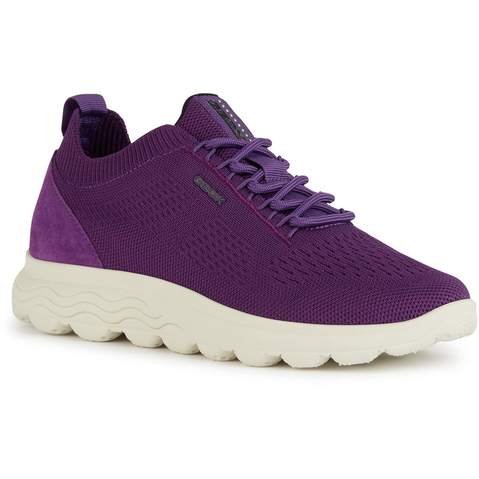 Geox D Spherica A Baskets En Cuir Violet Pour Femme