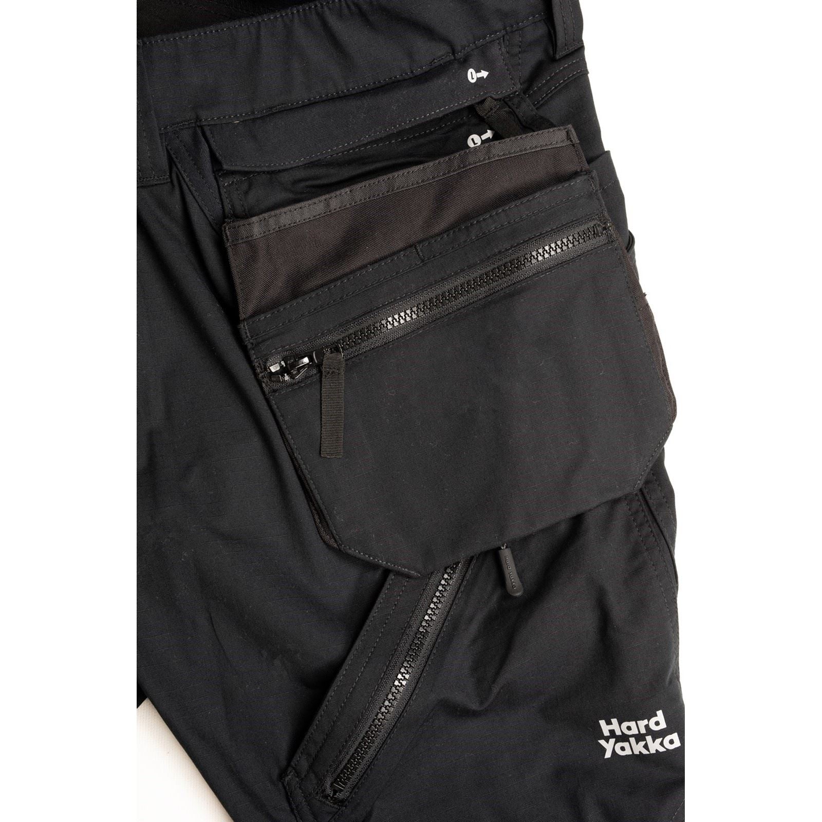 Hard Yakka Raptor Cuff Pantalons Noirs En Coton Pour Hommes - Extérieur