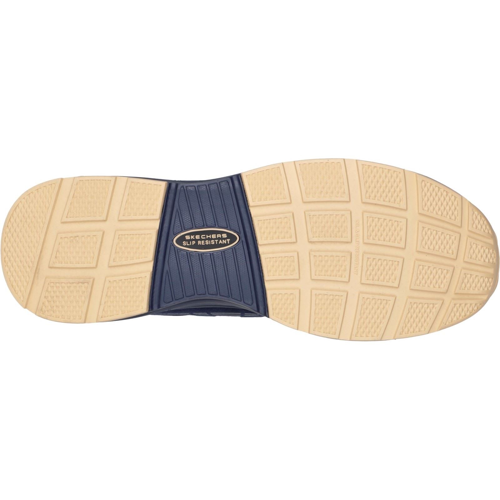 Skechers Workwear Malad II Baskets De Sécurité Pour Hommes En Tissu Bleu Marine / Tan