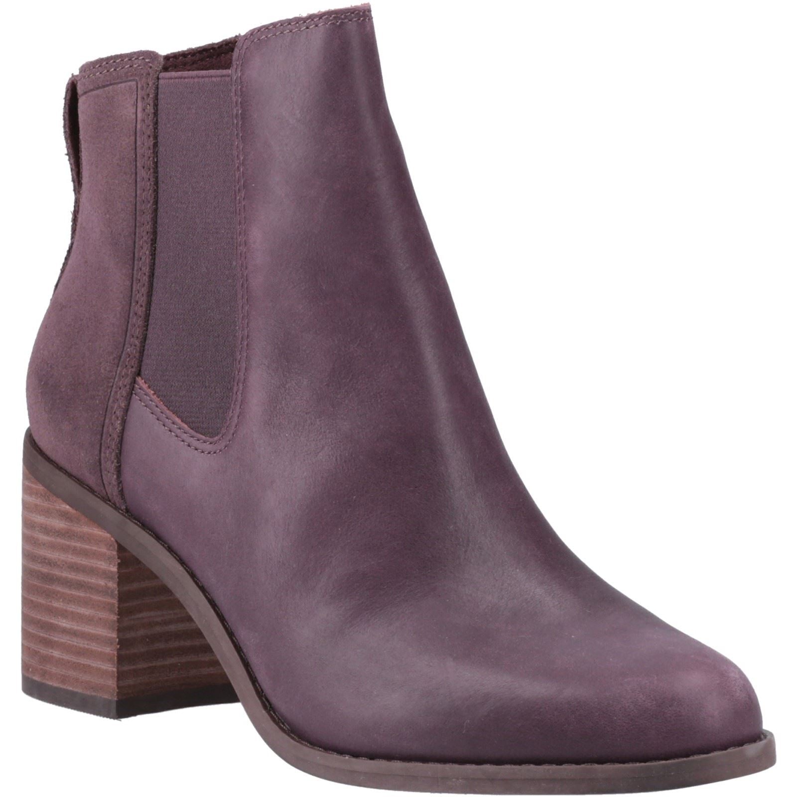 TOMS Evelyn Bottes En Cuir Pour Femmes Prune