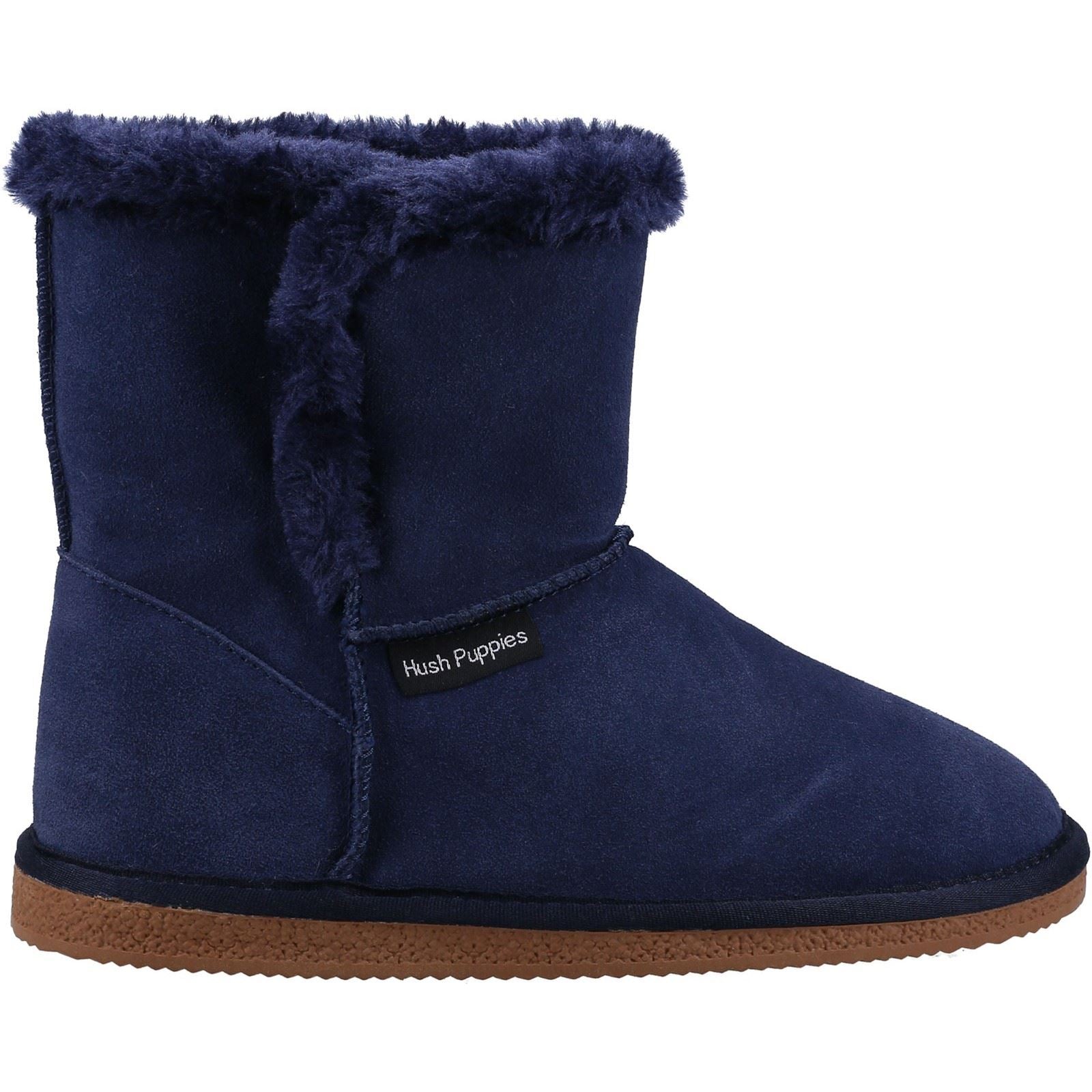 Hush Puppies Ashleigh Chaussons En Fausse Fourrure Pour Femmes, Bleu Marine