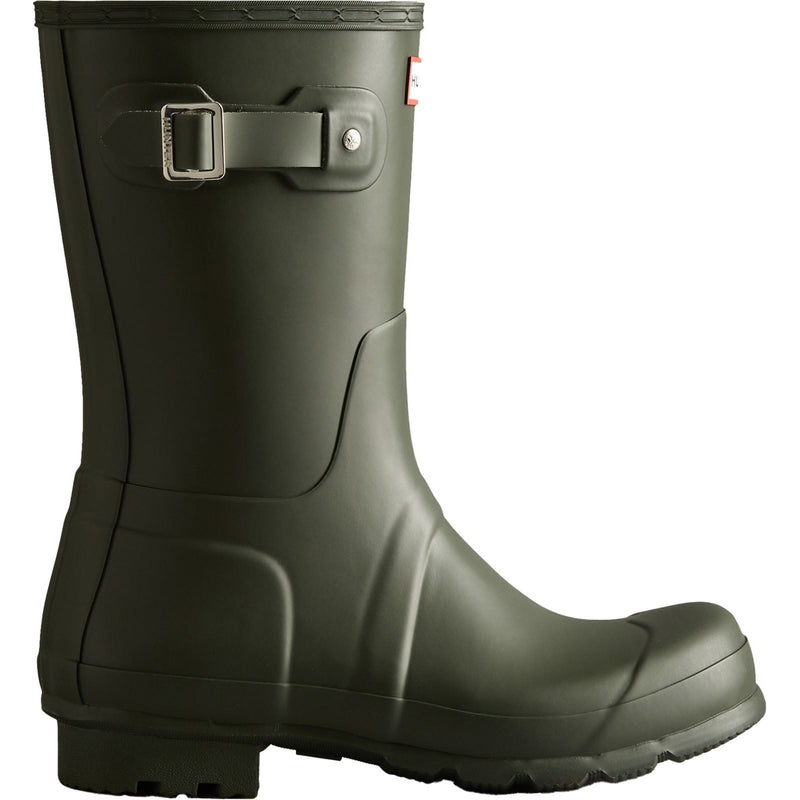 Hunter Original Short Wellington Boots Bottes De Pluie Pour Homme En Caoutchouc Vert Olive Foncé