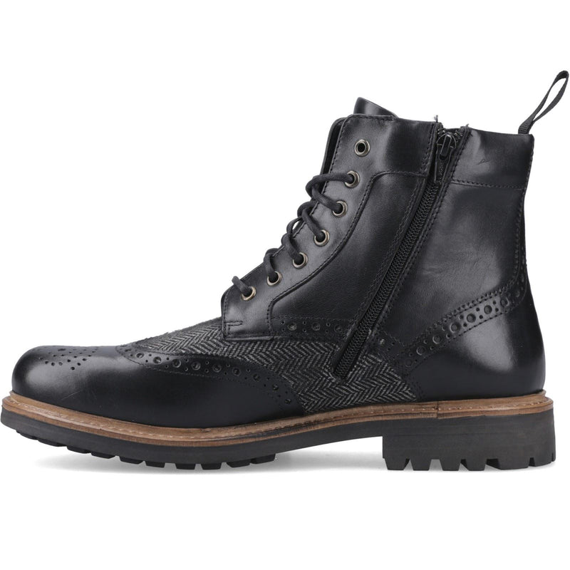 Hunter Loch Brogue Bottines En Cuir Pour Hommes Noires