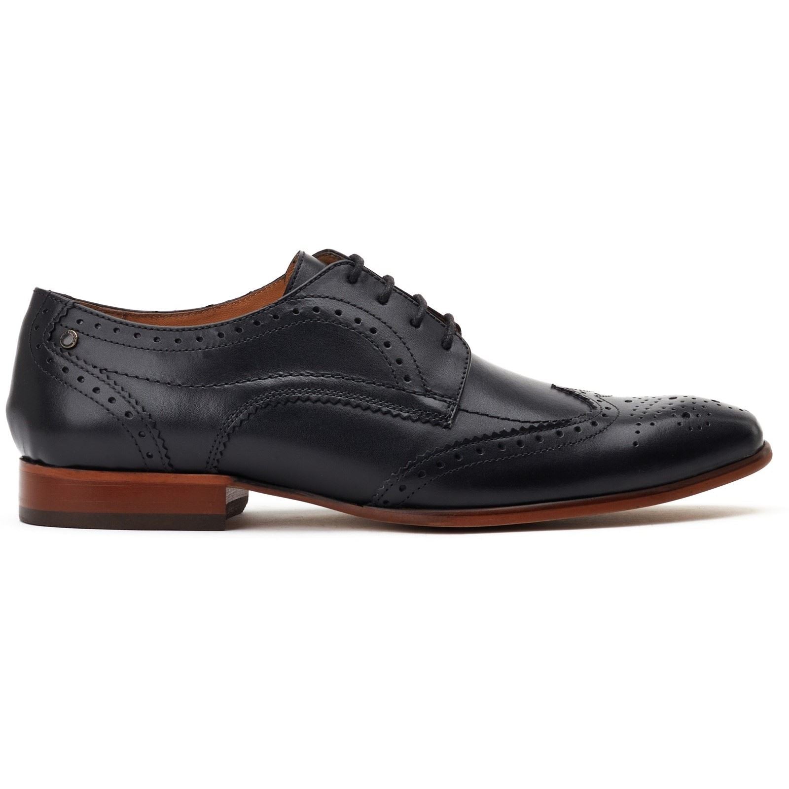 Base London Barbera Chaussures Derby En Cuir Noir Pour Hommes