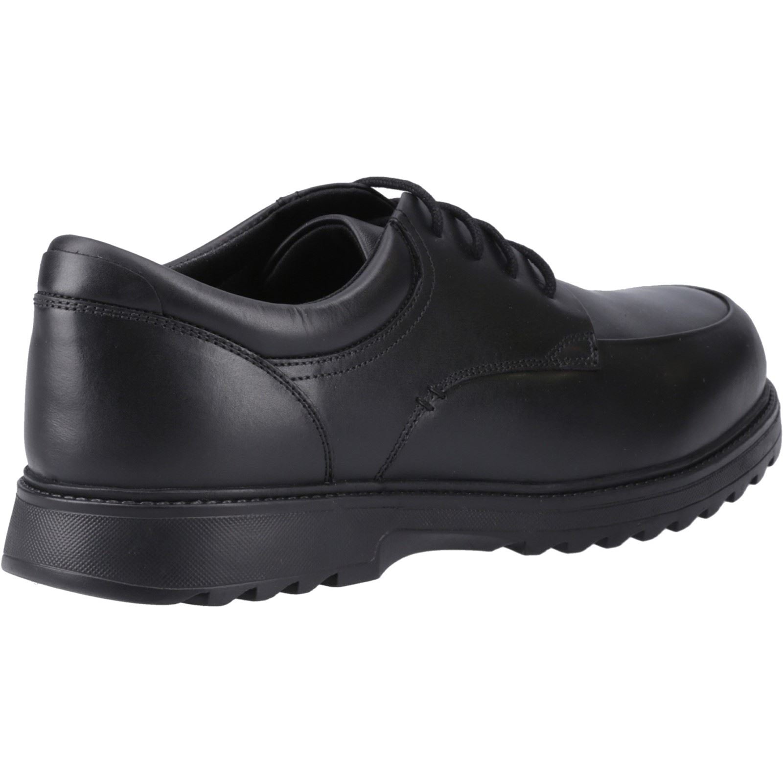 Hush Puppies Romeo Chaussures Noires Pour Garçons En Cuir.