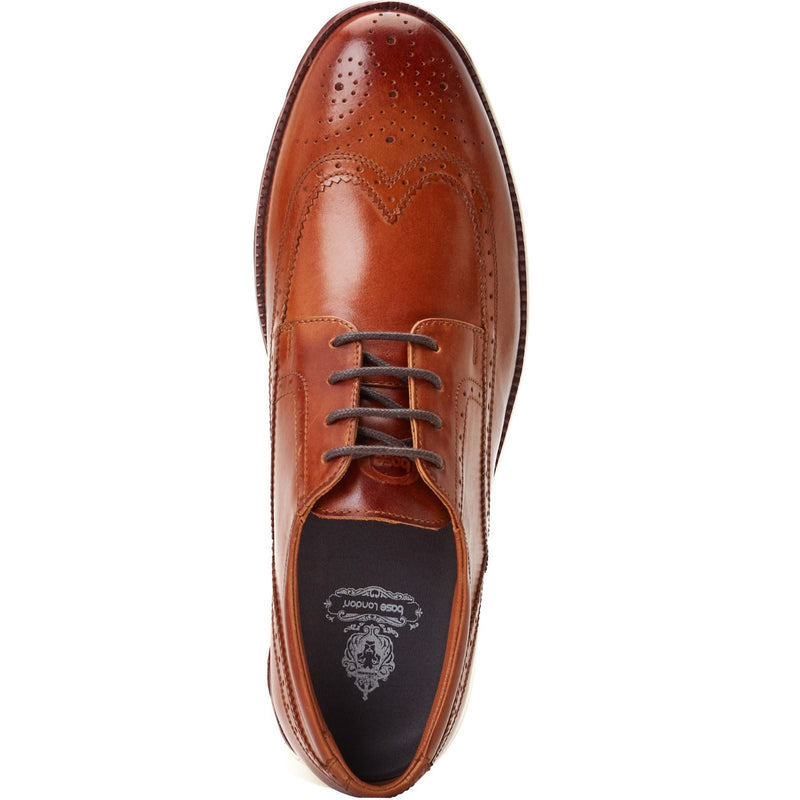 Base London Flight Chaussures Oxford Pour Hommes En Cuir Marron Brûlé