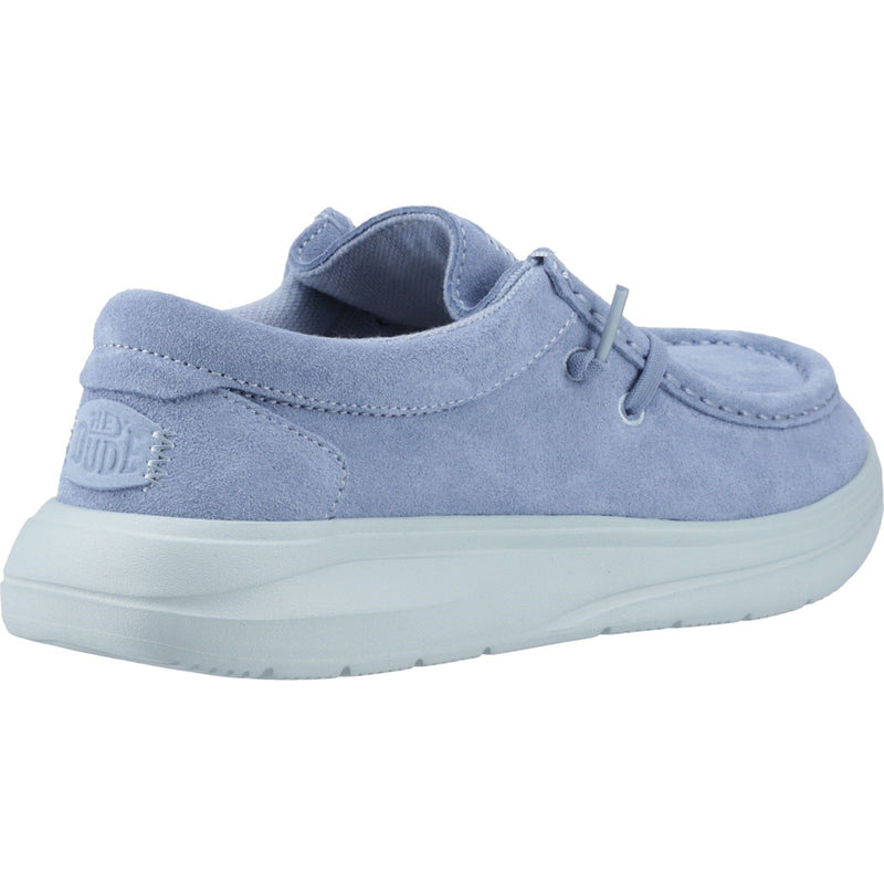 HEYDUDE Wendy COMF Suede Chaussures Mocassins En Cuir Pour Femmes, Denim Délavé/Bleu Nuage