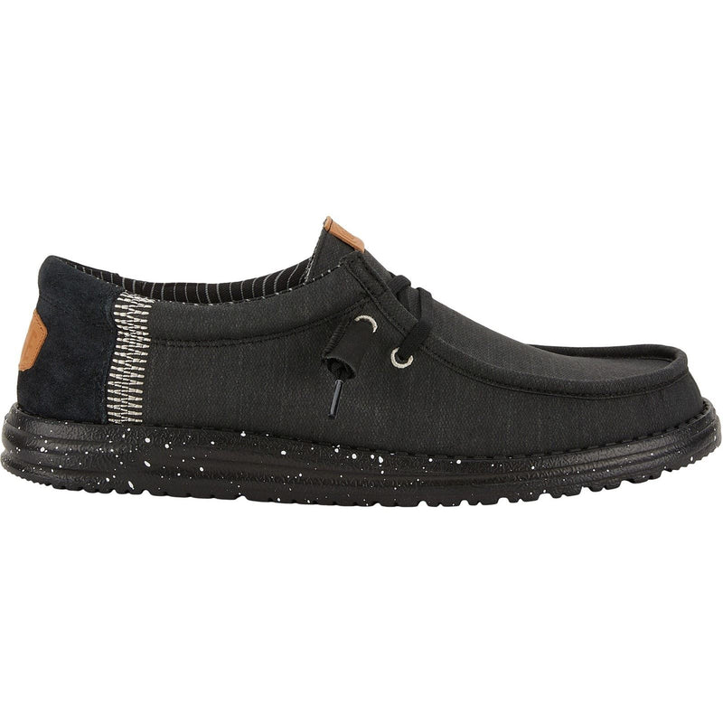 HEYDUDE Wally Elevated Basics Chaussures De Bateau Noires En Tissu Pour Hommes