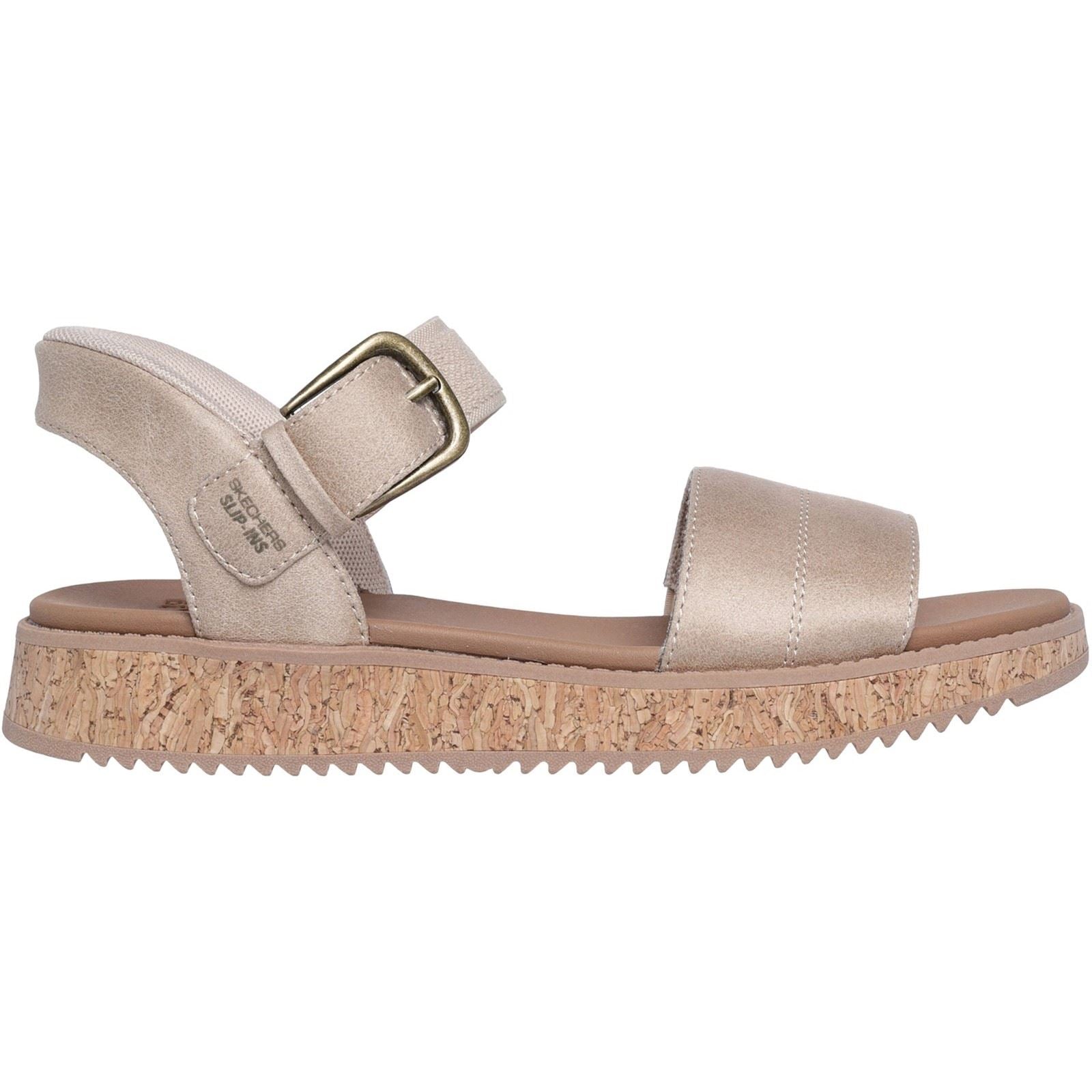 Skechers Bobs Sun Vibe Be Corky Sandales Naturelles En Polyester Pour Femmes