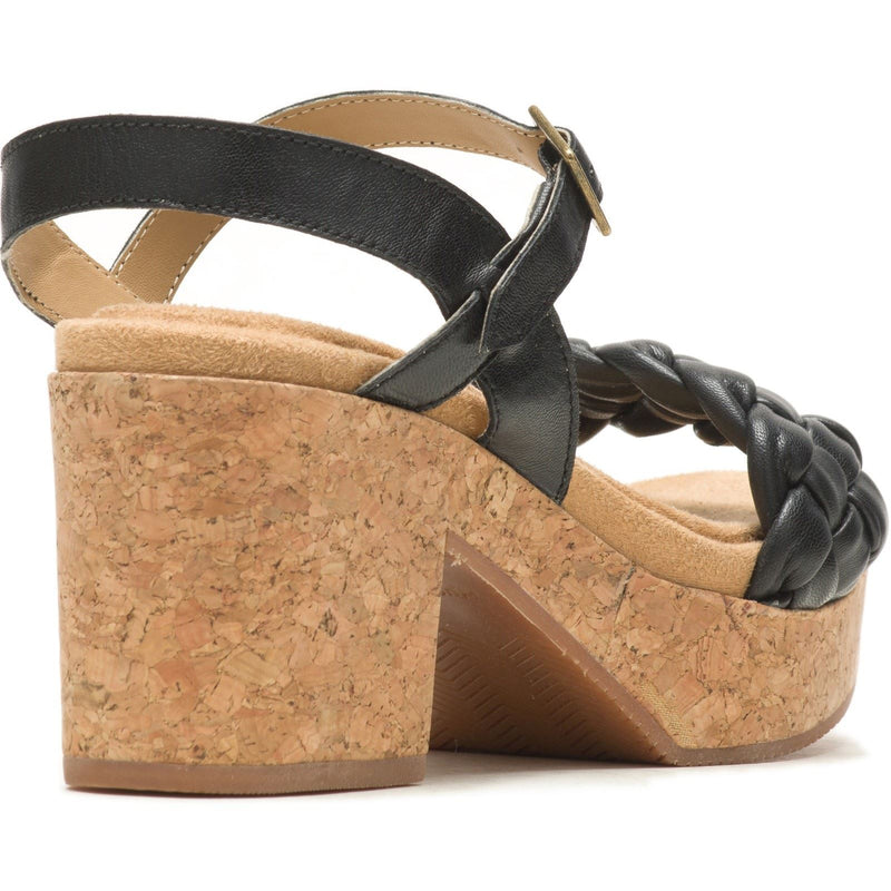 Hush Puppies Poppy Quarter Strap Sandales Noires Pour Femmes En Cuir