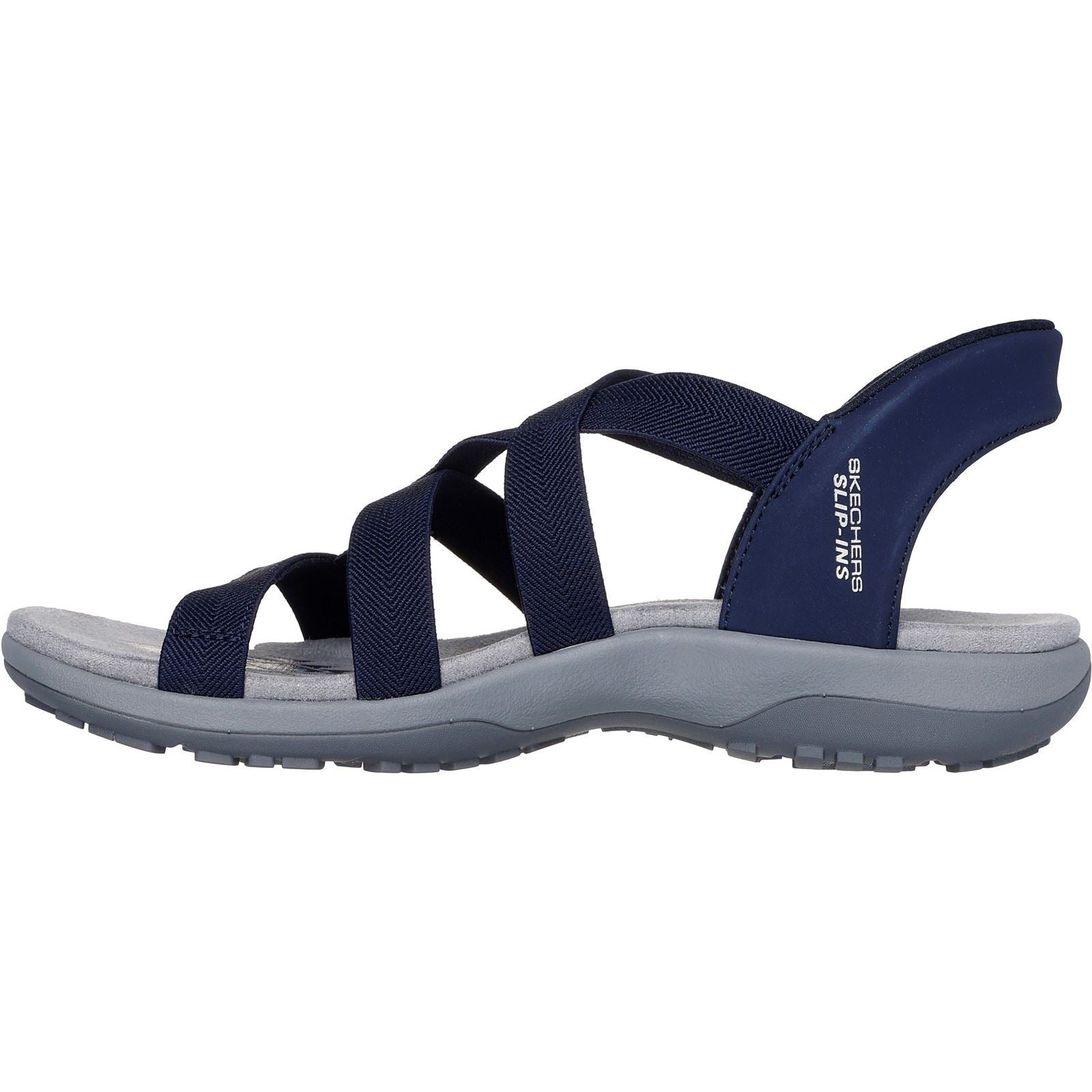 Skechers Reggae Slim Stretch Flex Sandales Pour Femme En Toile De Couleur Marine