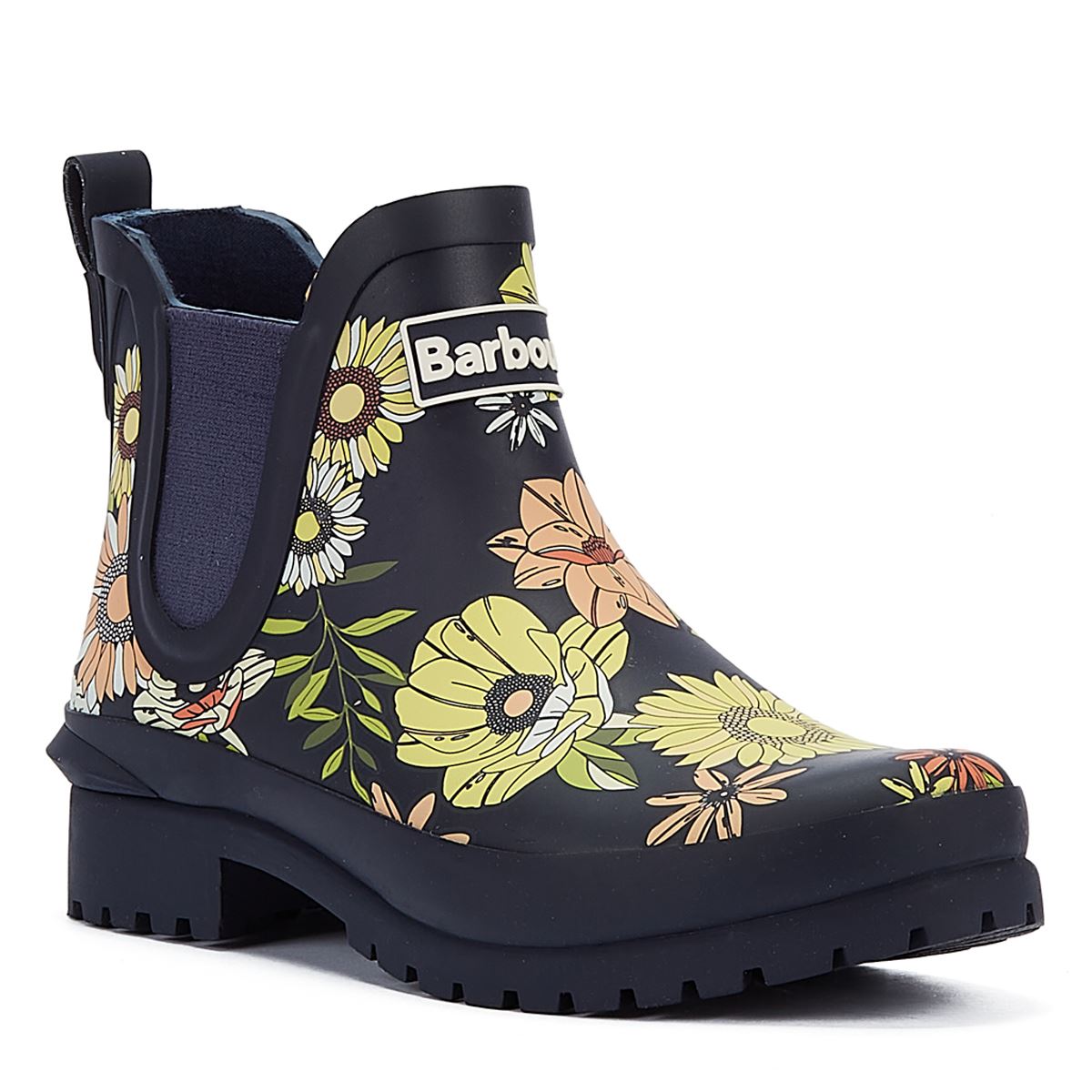 Barbour Wilton Bottes En Caoutchouc Marine Pour Femmes