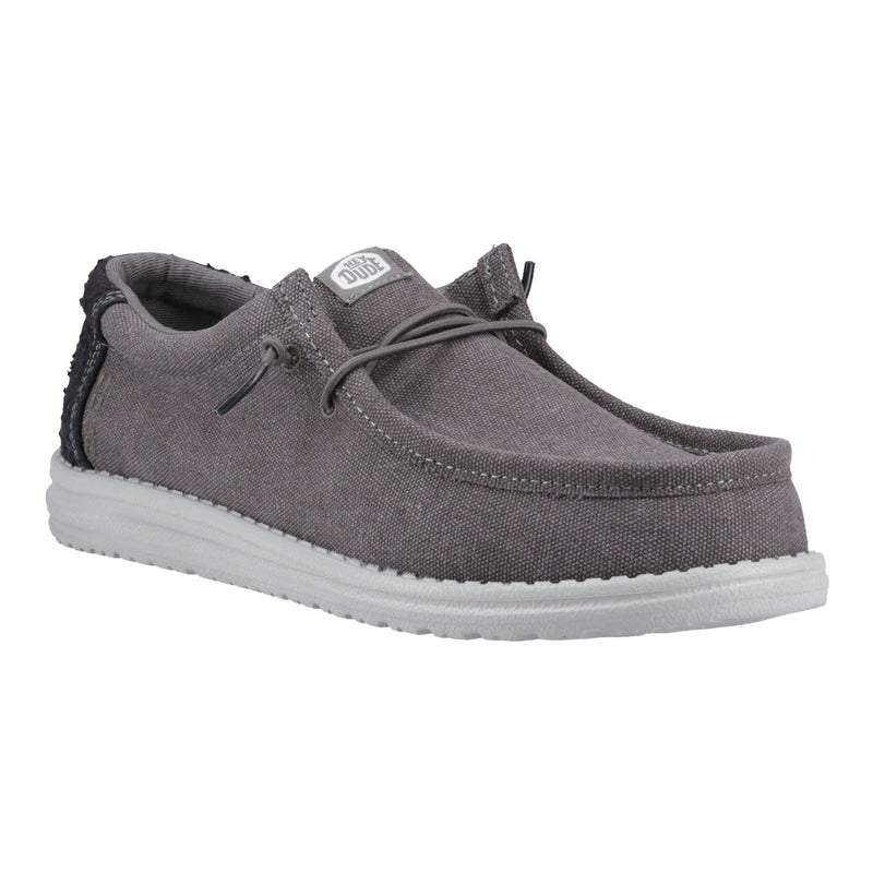 HEYDUDE Wally Workwear Chaussures Mocassins Pour Homme En Granit Gris/Noir En Mélange De Polyester