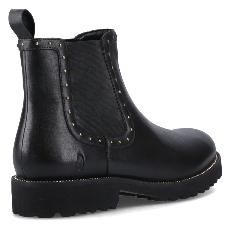 Hush Puppies Gwyneth Bottes Plates Chelsea Noires En Cuir Pour Femmes