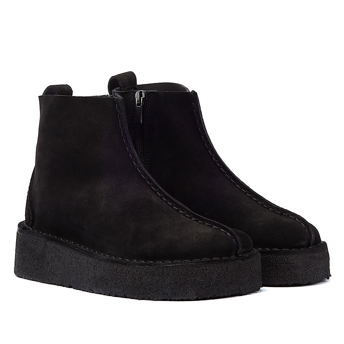 Clarks Bottes Noires En Suède Pour Femmes Originals Trek Wedge