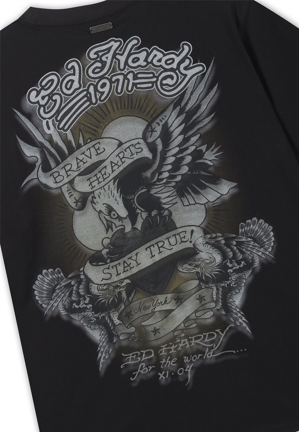 Ed Hardy Stay True Graphic Regular T-Shirts Noirs Pour Hommes