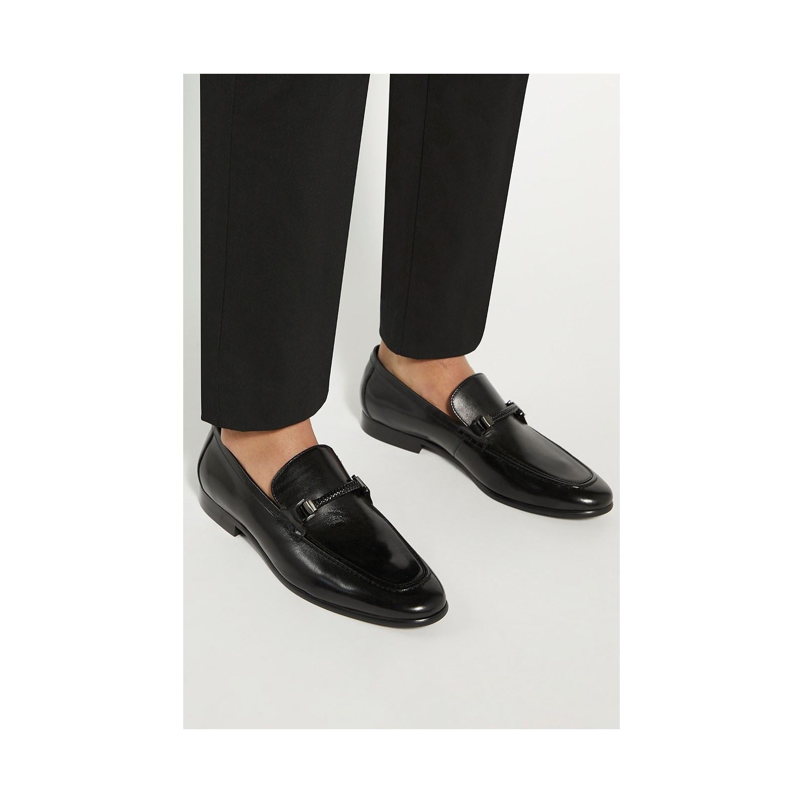 Dune Scilly Mocassins Noirs En Cuir Pour Hommes