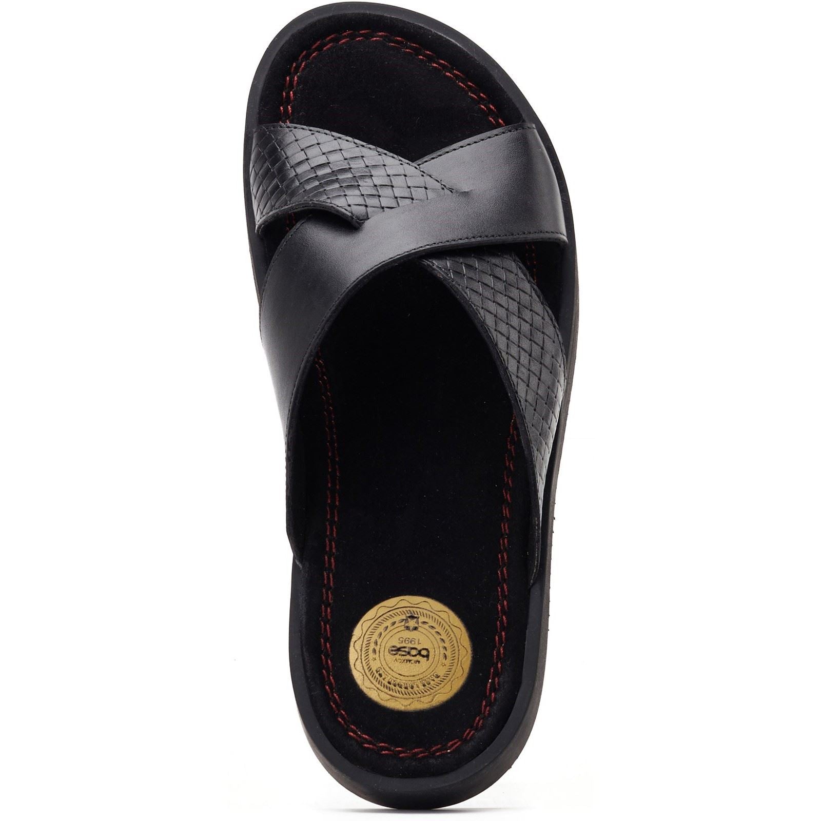 Base London Astro Sandales En Cuir Noires Pour Hommes