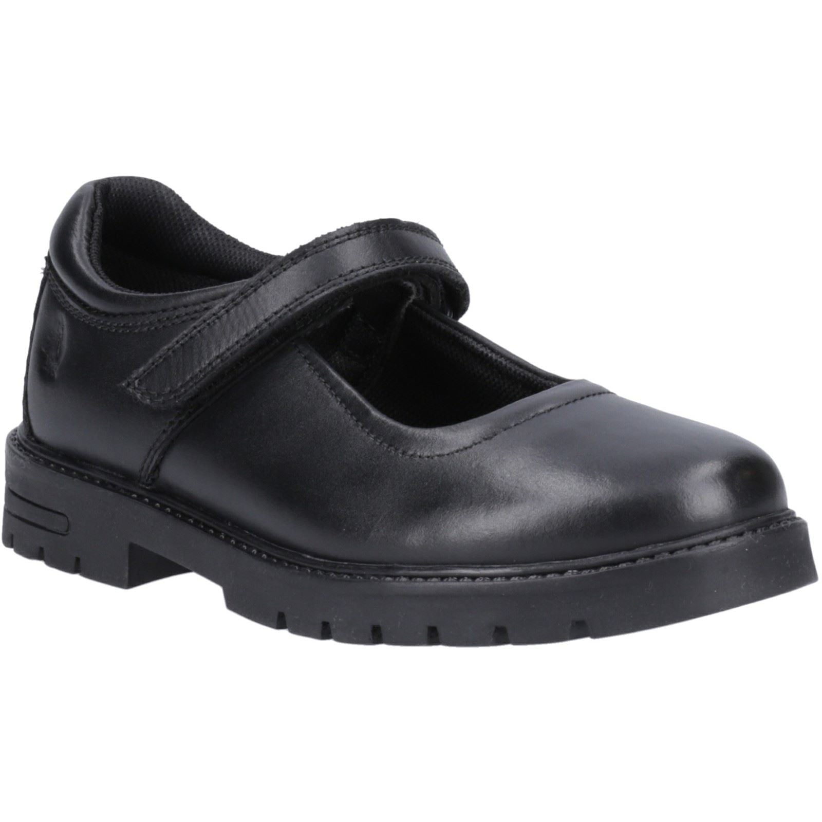Hush Puppies Tanya Senior Chaussures Noires Pour Filles En Cuir