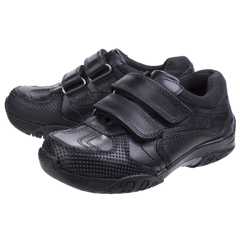 Hush Puppies Jezza Senior Chaussures Noires Pour Garçons En Cuir