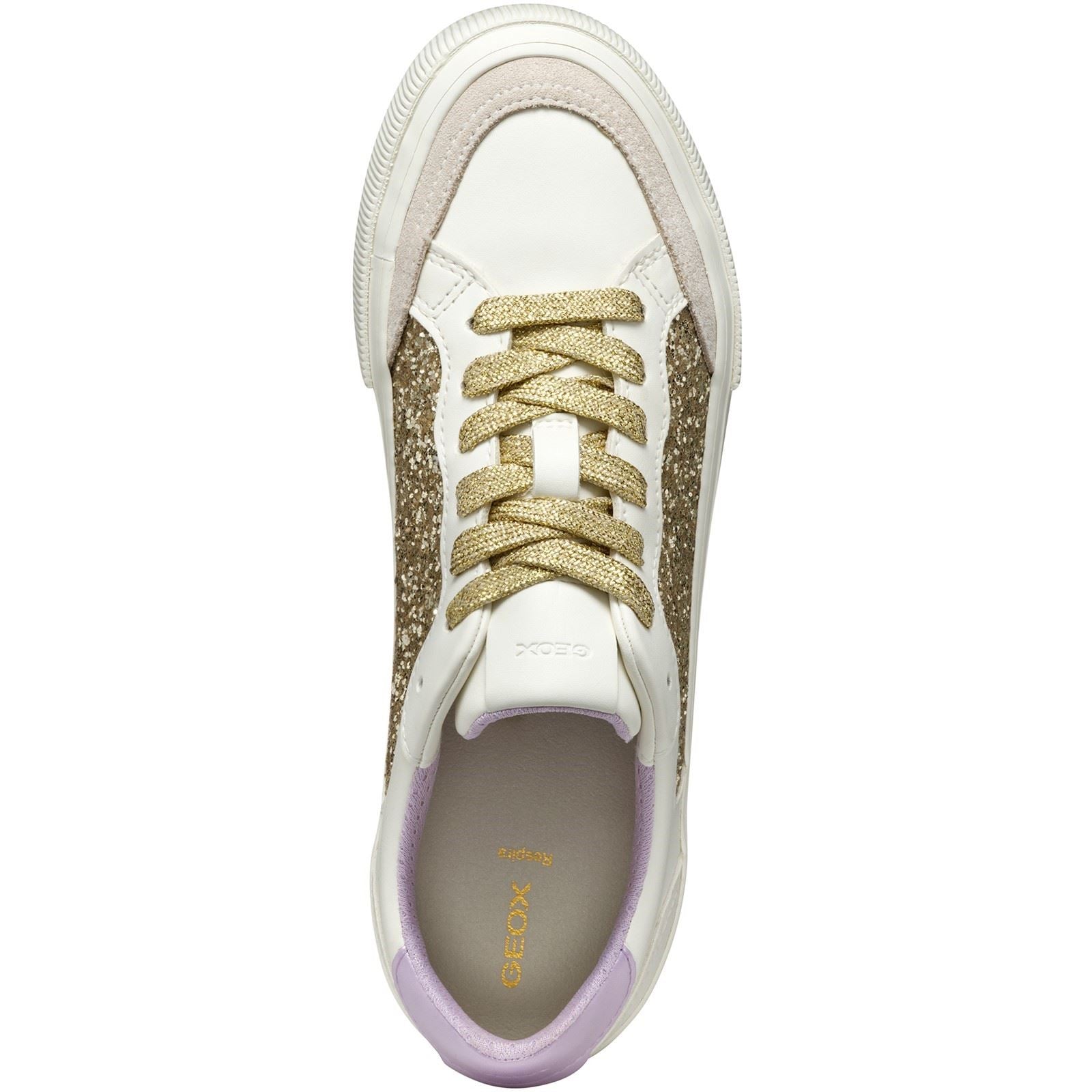 Geox D EMMELENY Chaussures De Sport Pour Femmes Blanc Optique / Or Léger