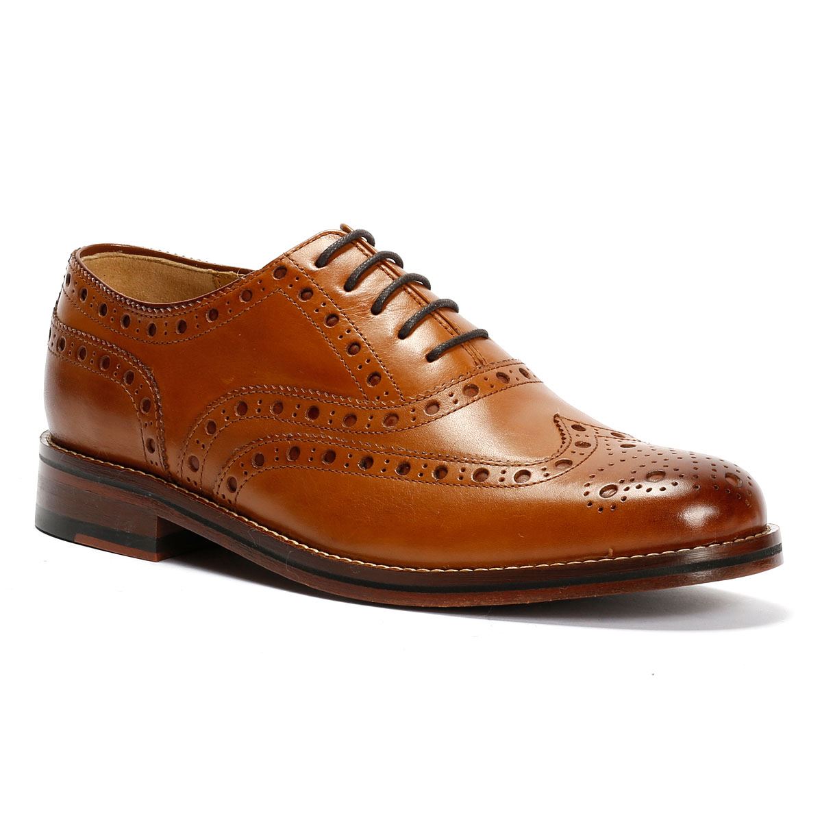 Chapman & Moore Oxford Brogue Chaussures En Cuir Pour Hommes Brunes À Lacets