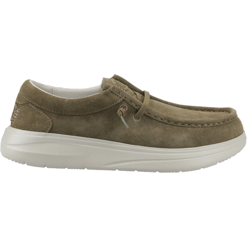 HEYDUDE Wally X Suede Chaussures Mocassins Pour Homme En Suède Olive Foncé/gris Pierre