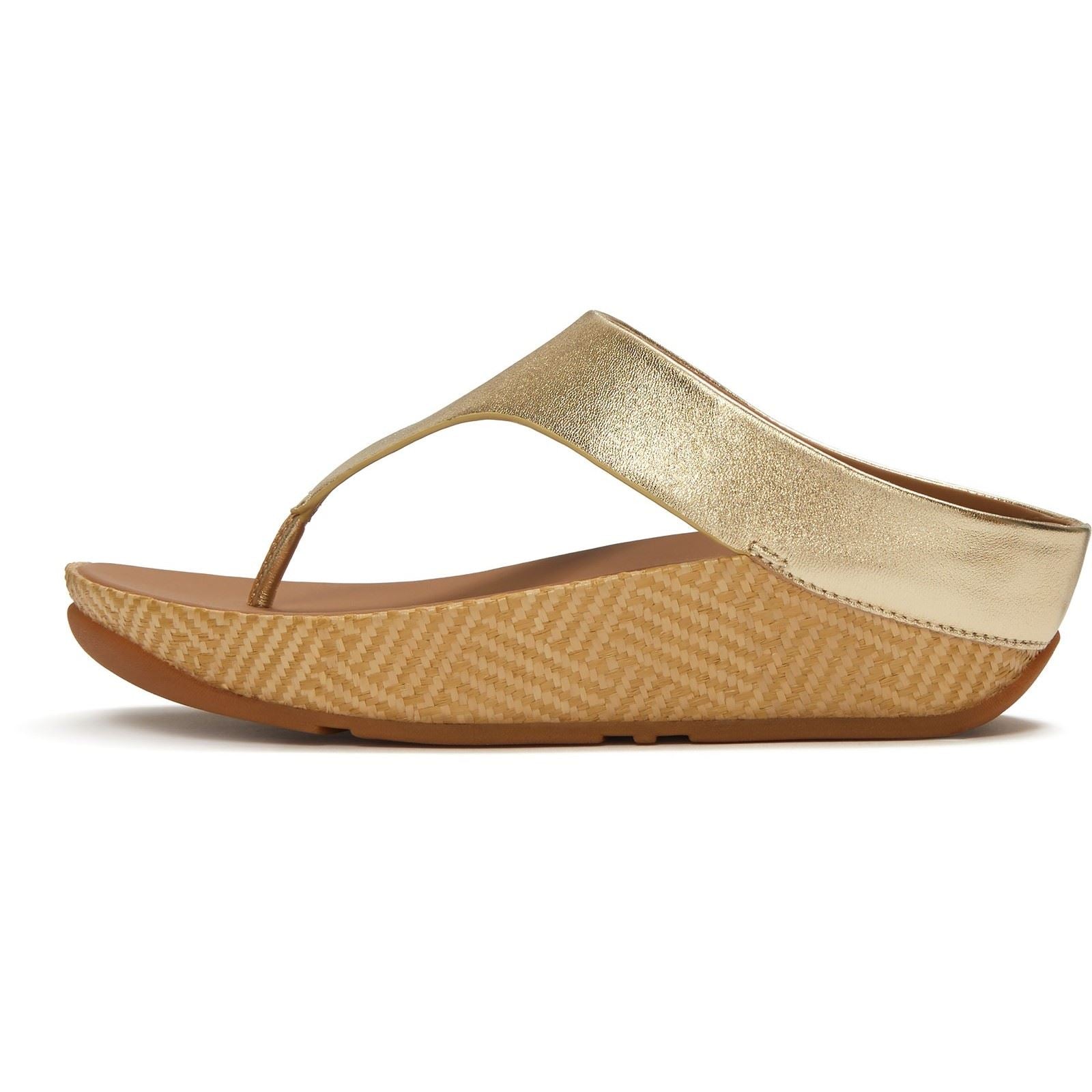 Fitflop Lulu Lux Graphic-Weave Toe-Post Sandales Platino En Cuir Pour Femmes