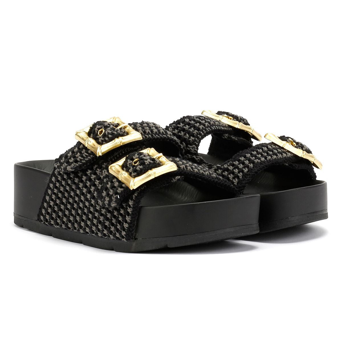 Desert Fleur Super Sandales Noires Pour Femmes