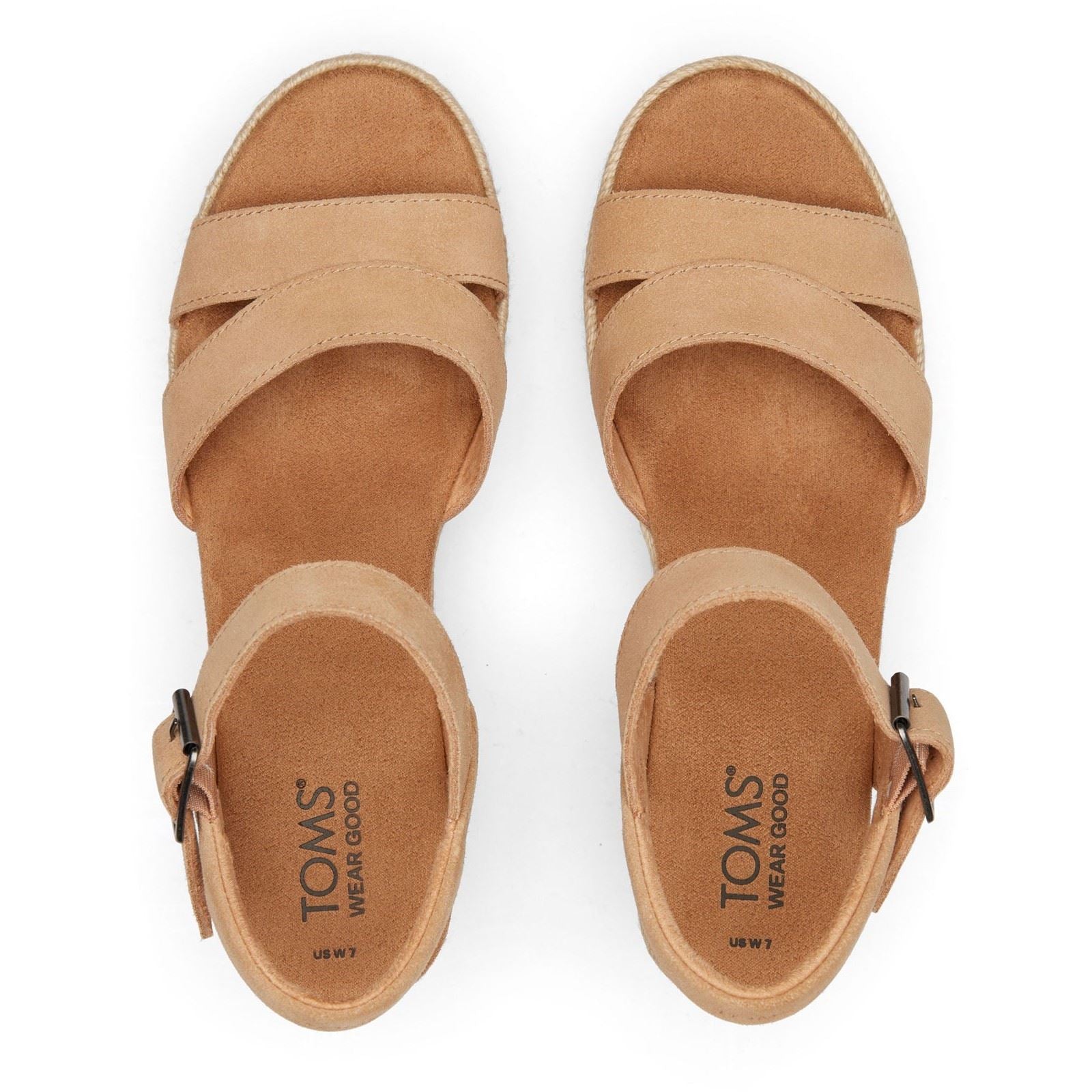 TOMS Audrey Sandales Compensées En Cuir Pour Femmes Couleur Miel