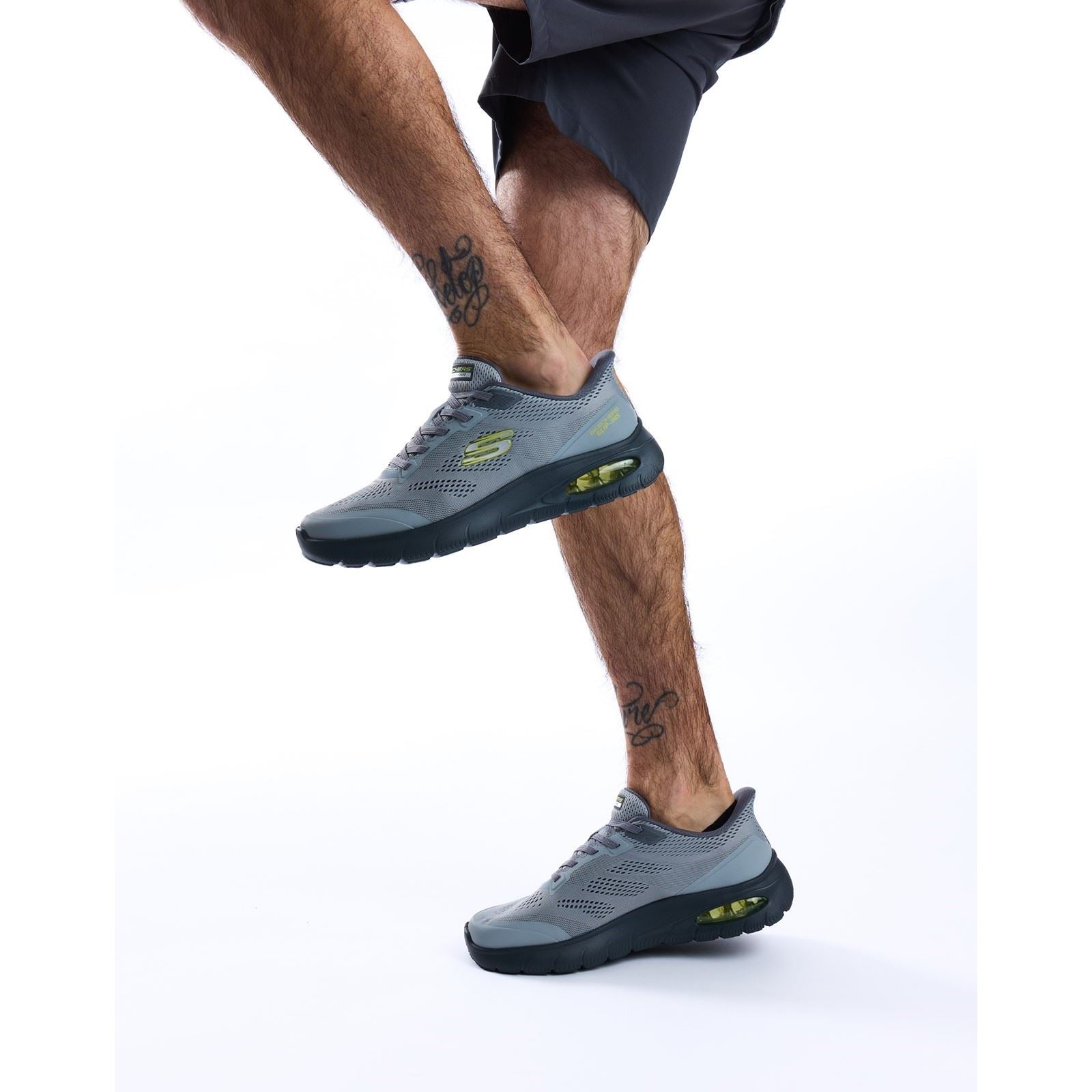 Skechers Skech-Air Summits Baskets En Textile Pour Hommes Charbon/Citron Vert