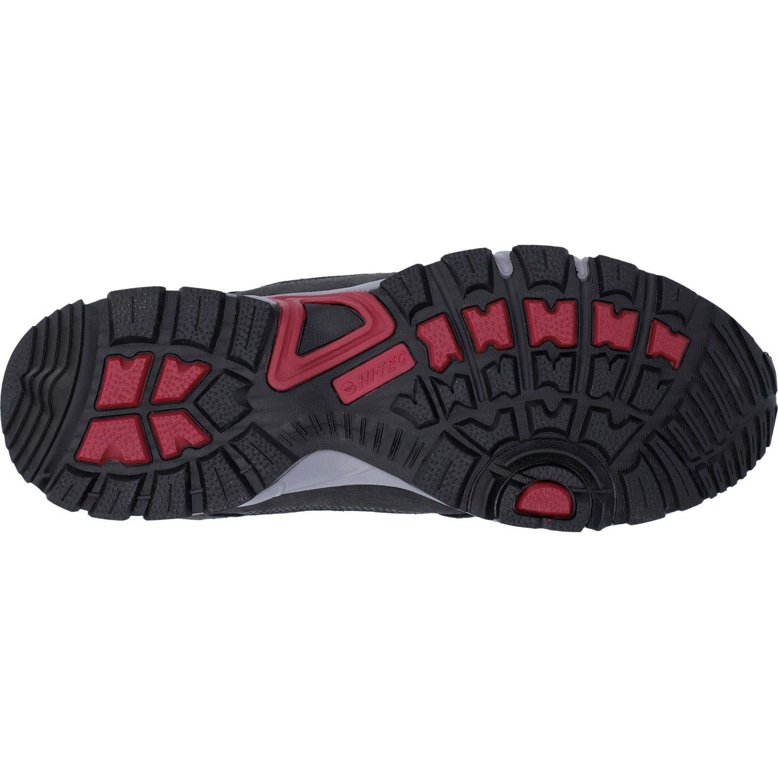 Hi-Tec Auckland Lite Chaussures De Randonnée Pour Homme En Cuir Gris Graphite/rouge Foncé