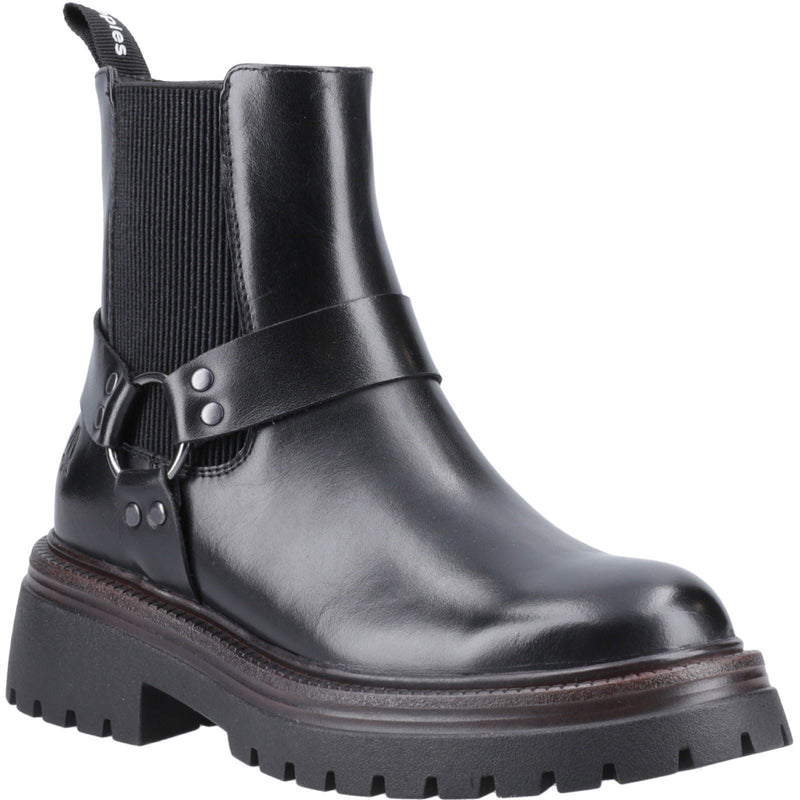 Hush Puppies Raye Bottes Chelsea Plates En Cuir Noir Pour Femme