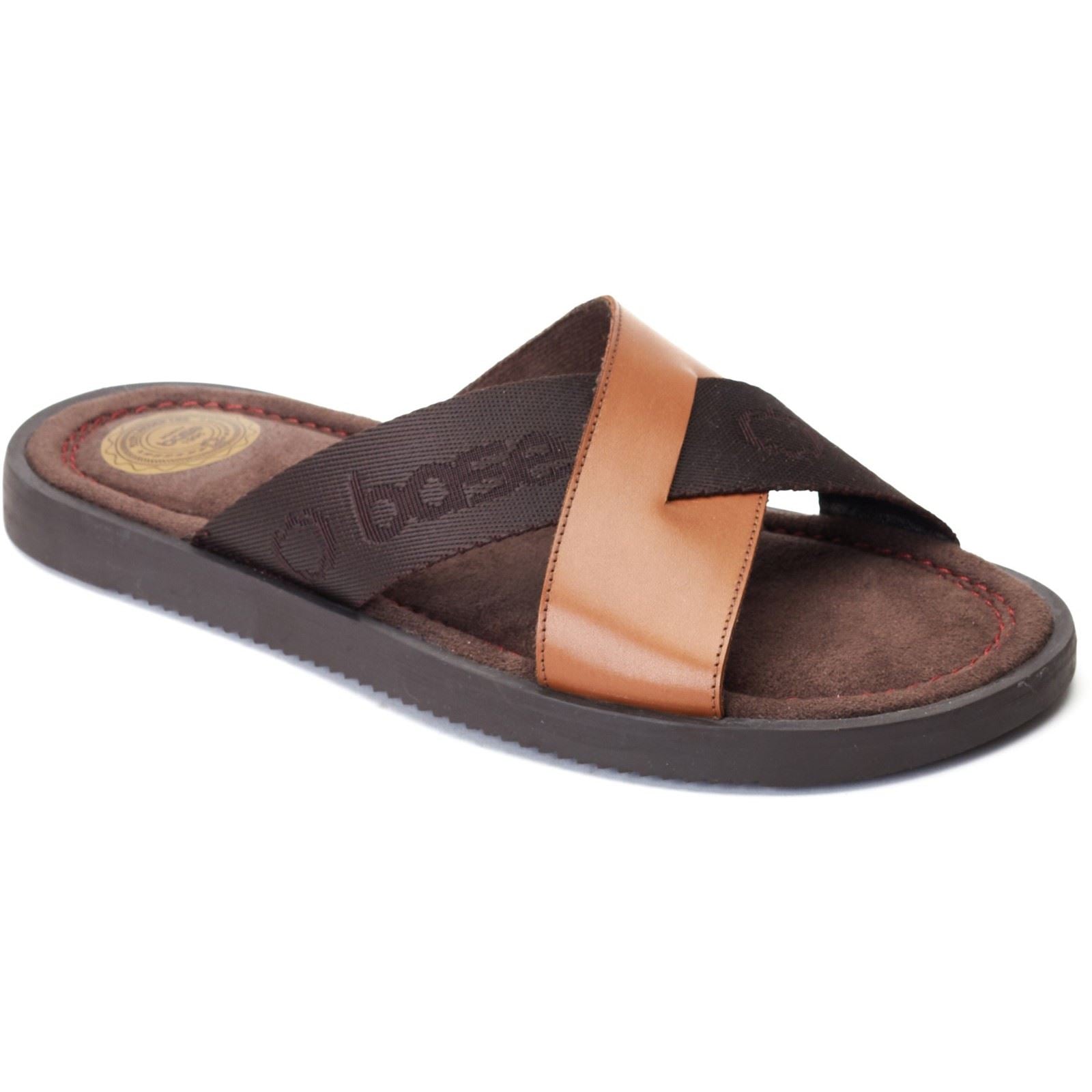 Base London Webb Sandales Pour Hommes En Cuir Brun Brûlé