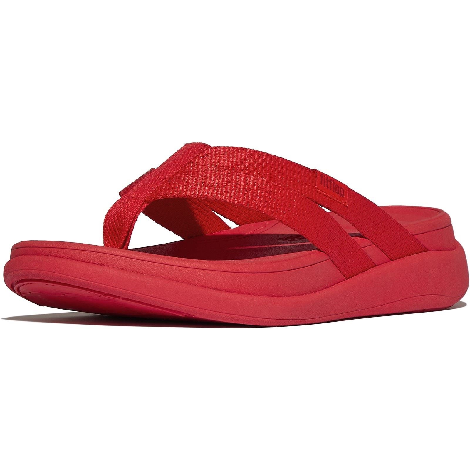 Fitflop F-Mode Go Sandales Flip-Flop Rouges En Polyester Pour Femmes