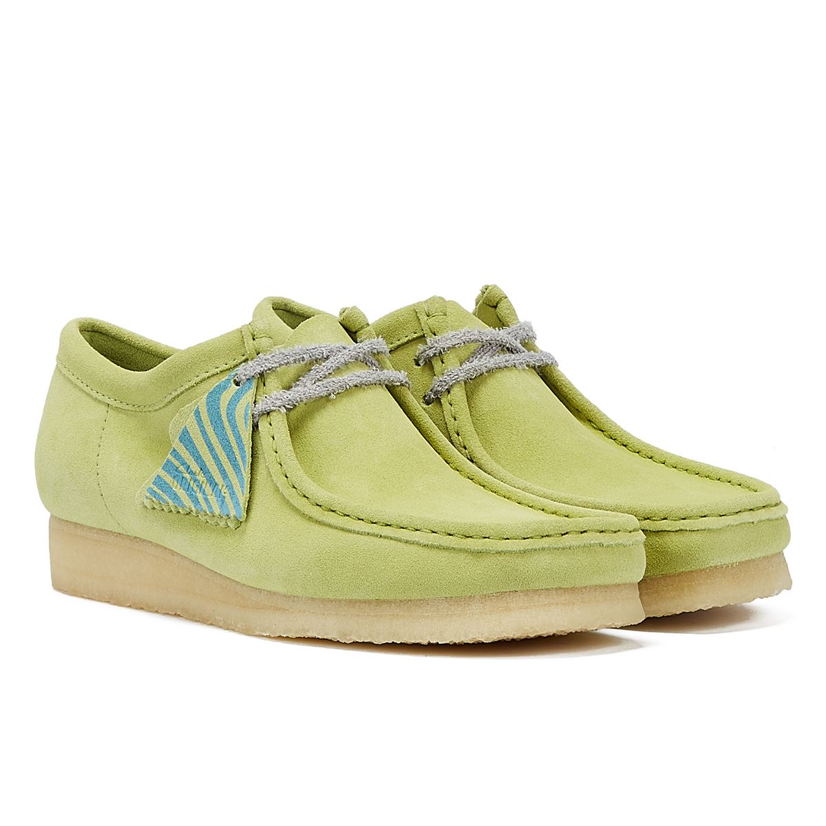 Clarks Originals Wallabee Pale Lime Suede Chaussures À Lacets Pour Hommes De Couleur Citron Vert