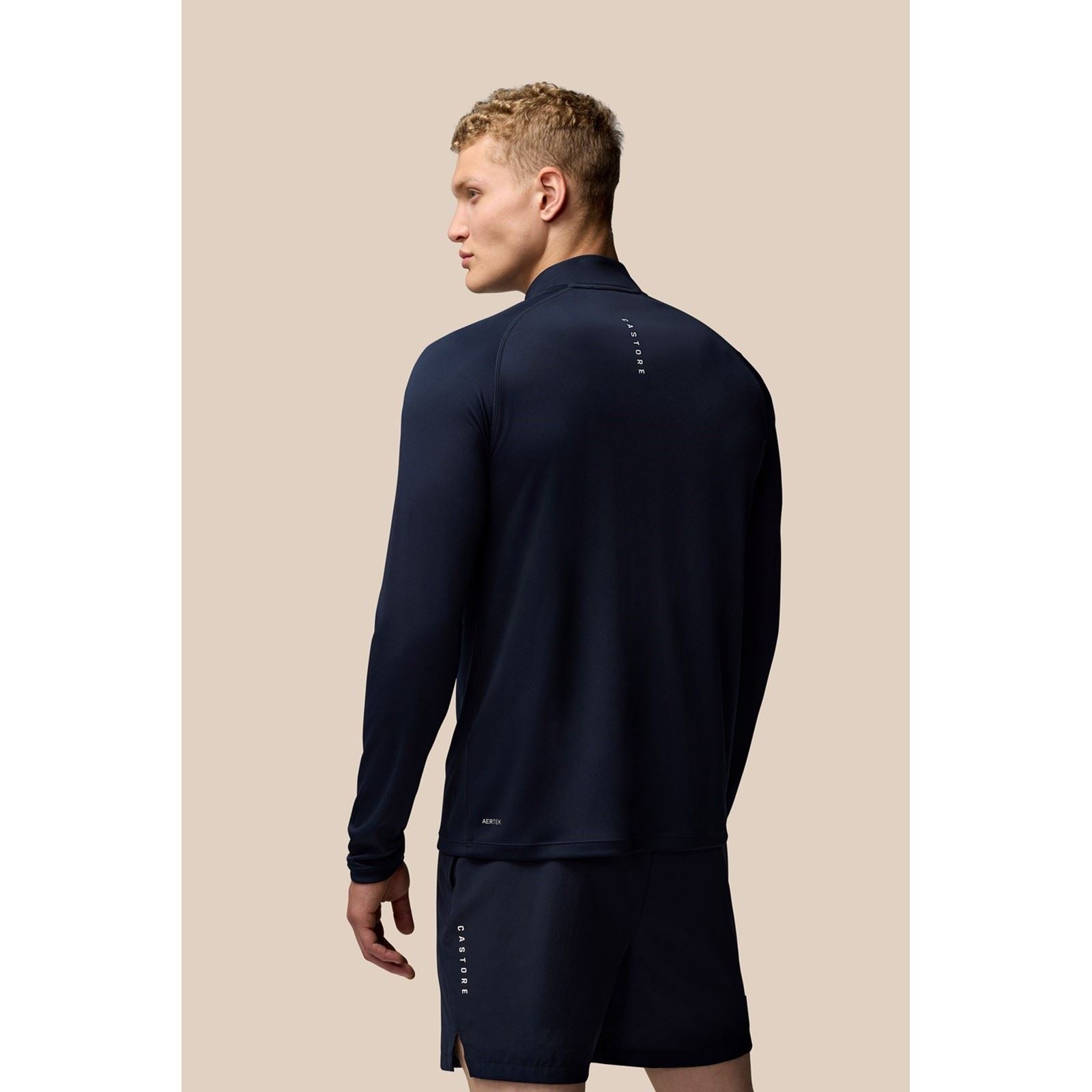 Castore Adapt Training 1/4 Zip Top T-Shirts De Sport Pour Hommes En Polyester Bleu