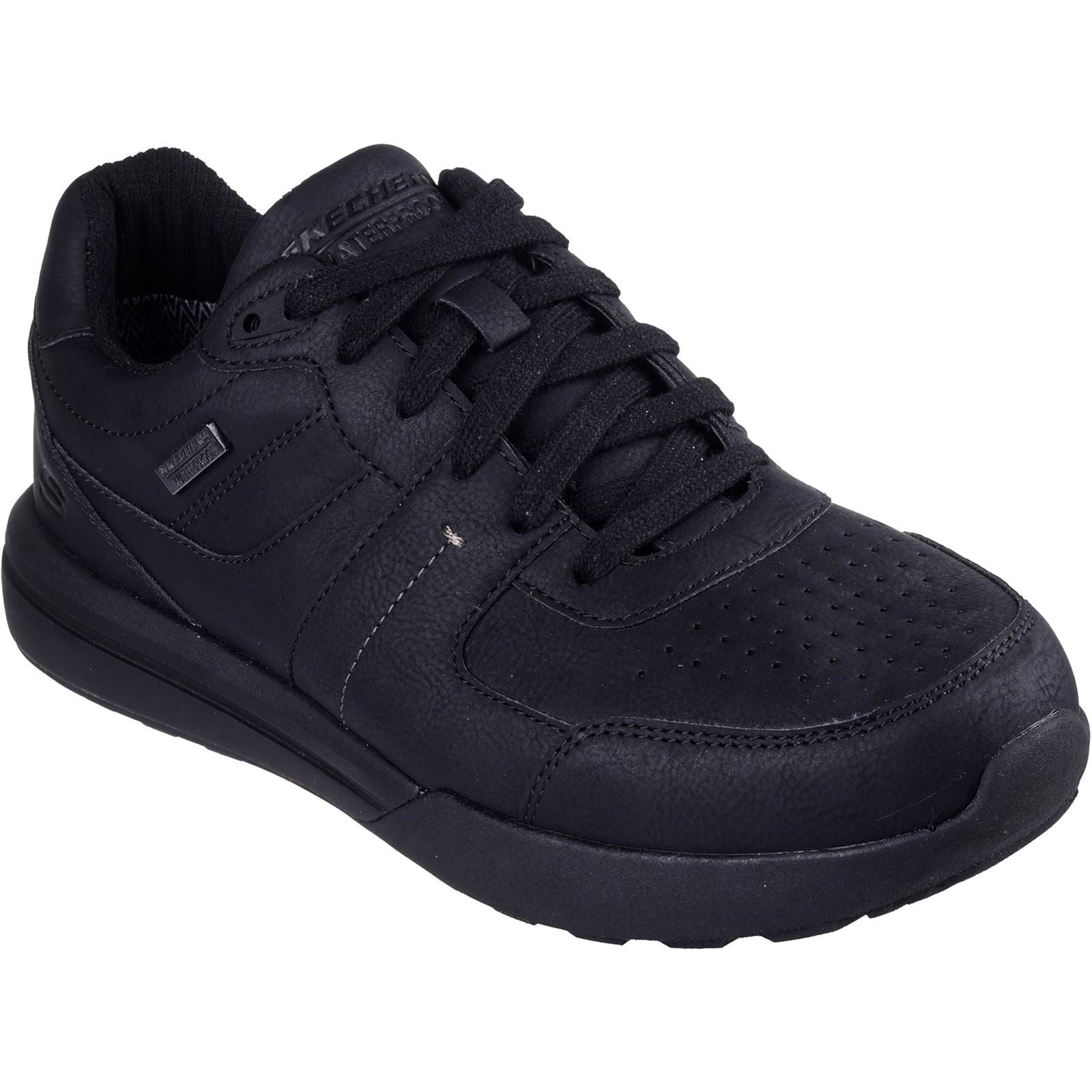 Skechers Netson Gander Chaussures Noires Pour Hommes En Synthétique À Lacets