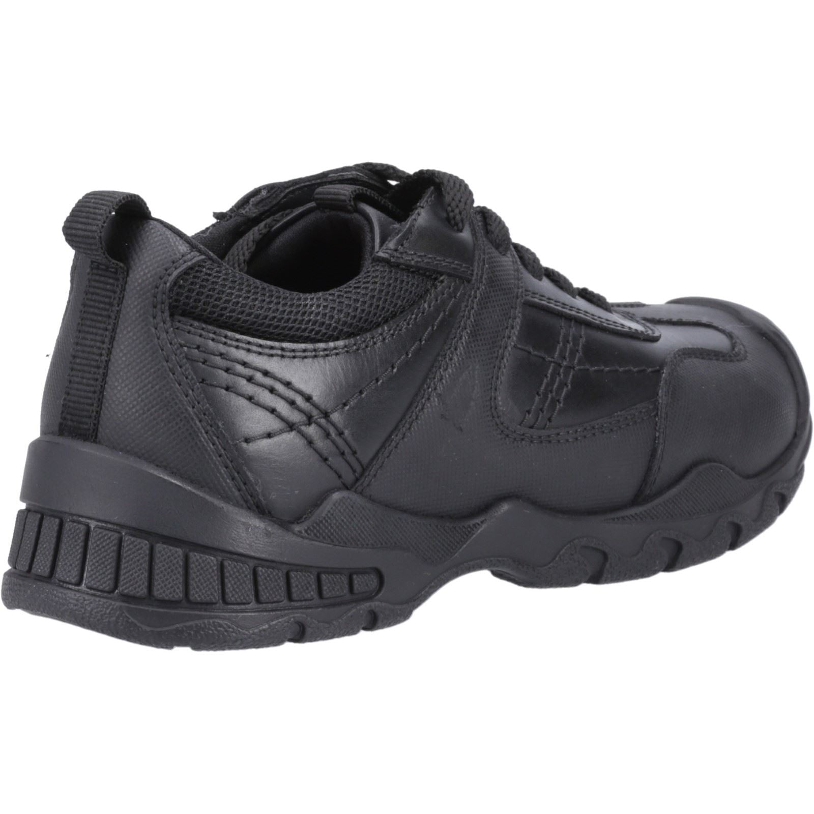 Hush Puppies Travis JNR Chaussures Noires Pour Garçons En Cuir À Lacets