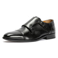 Chapman & Moore Toe Cap Monk Chaussures Noires En Cuir Pour Homme À Lacets
