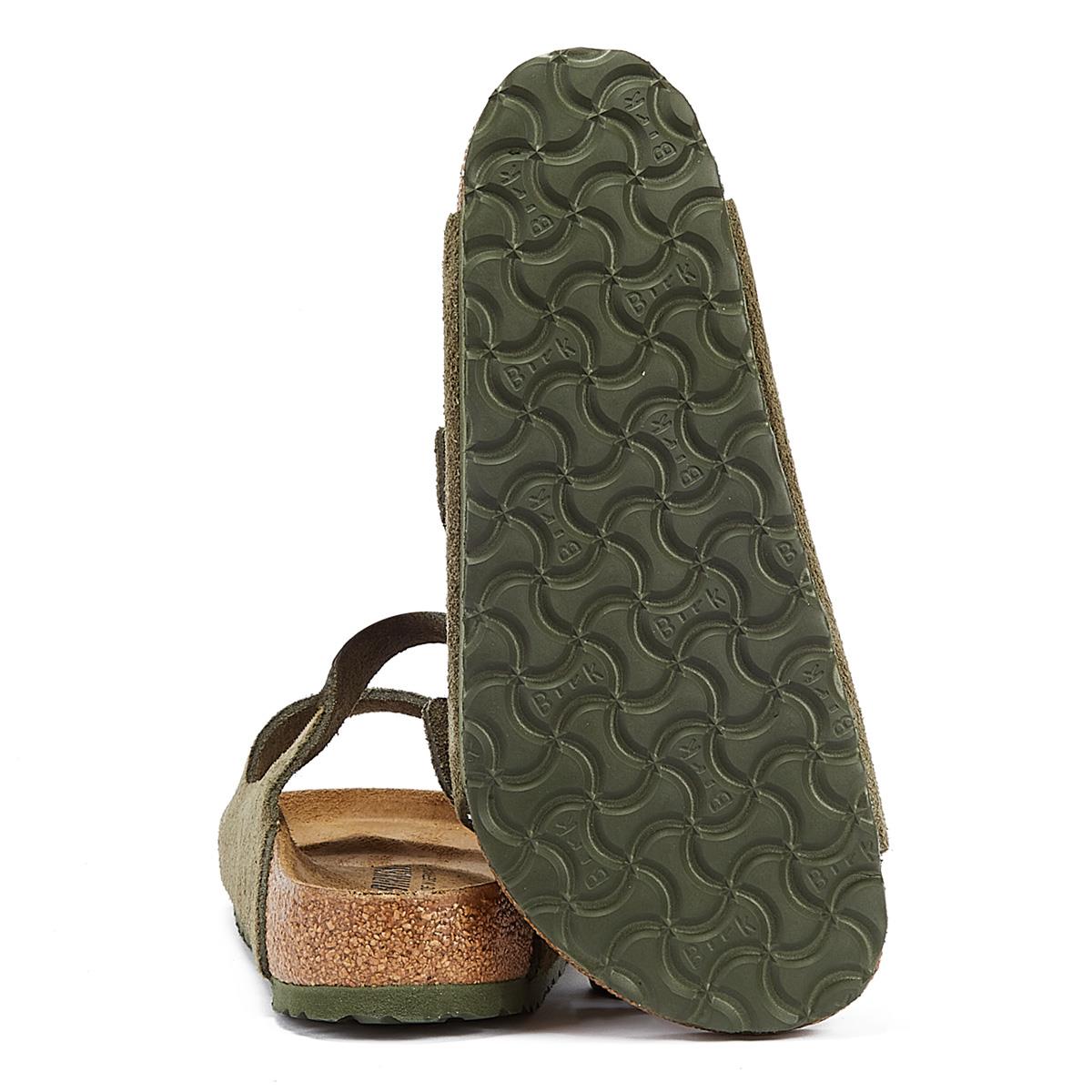 Birkenstock Sandales En Daim Kaki Thym En Cuir Suédé Arizona