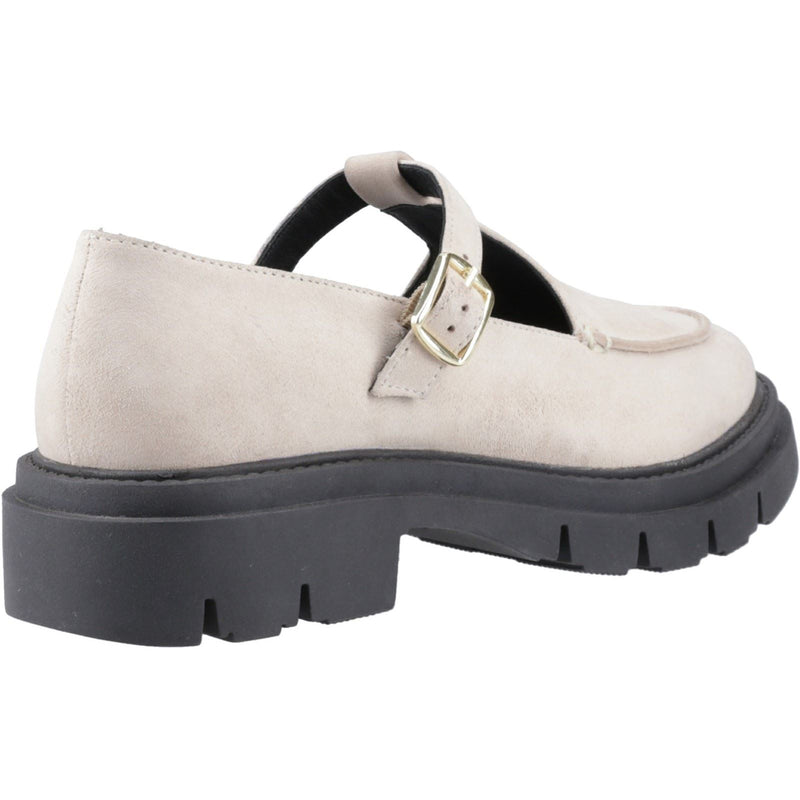 Hush Puppies Nella T-Bar Chaussures Femme En Crème En Suède