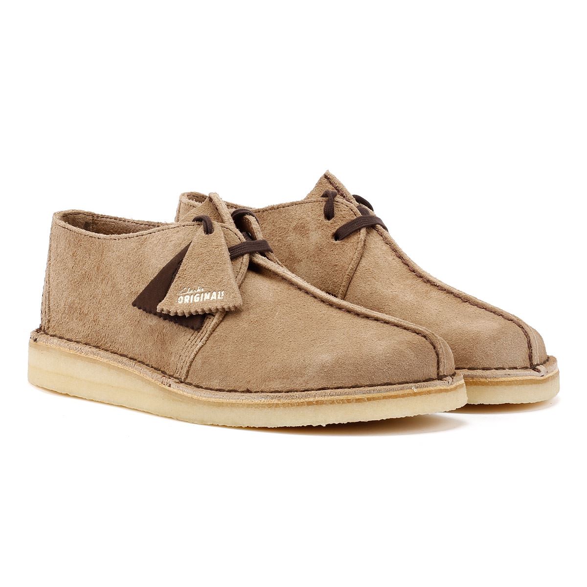 Clarks Originals Desert Trek Chaussures Homme En Daim Marron À Lacets