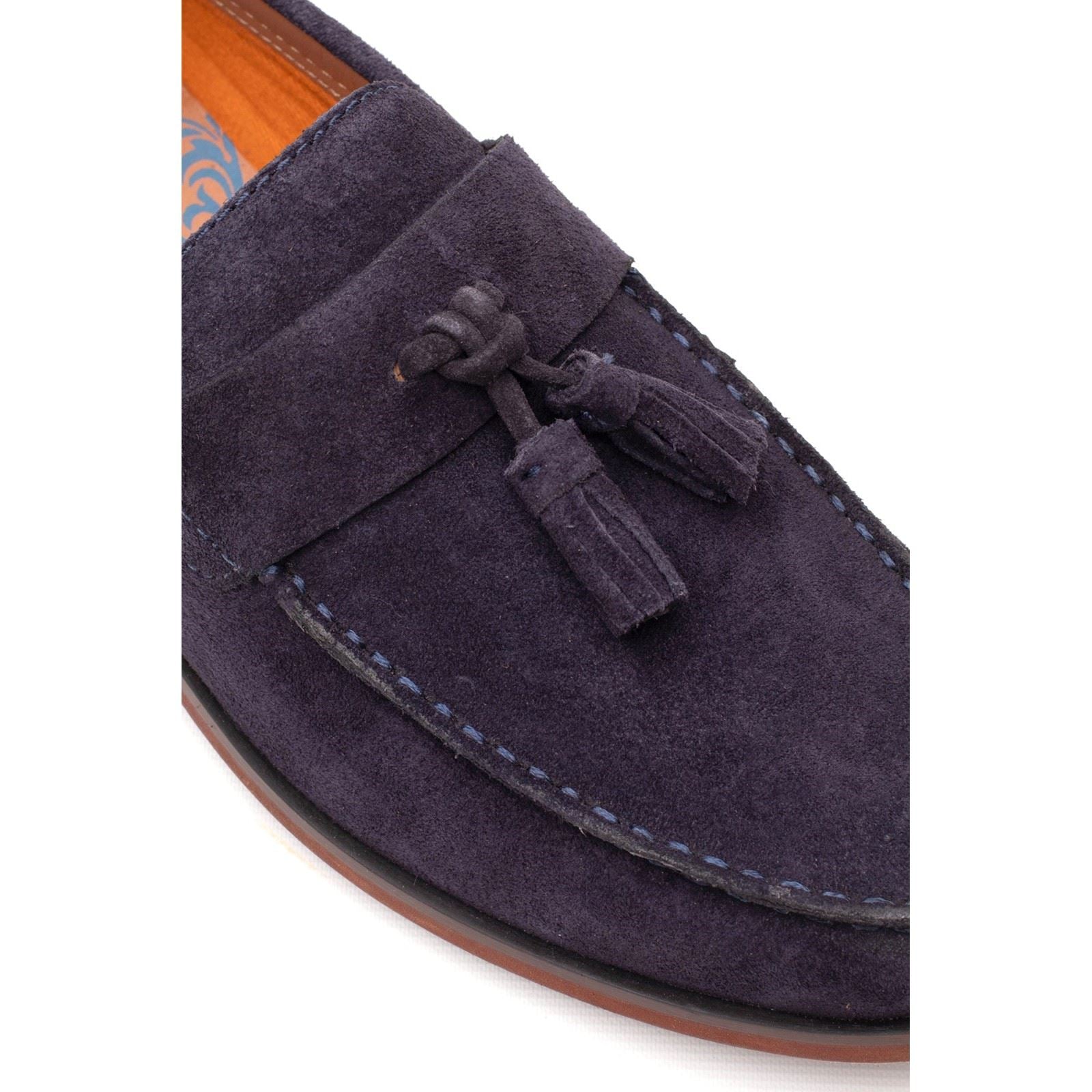 Base London Flint Mocassins En Cuir Pour Hommes Bleu Marine