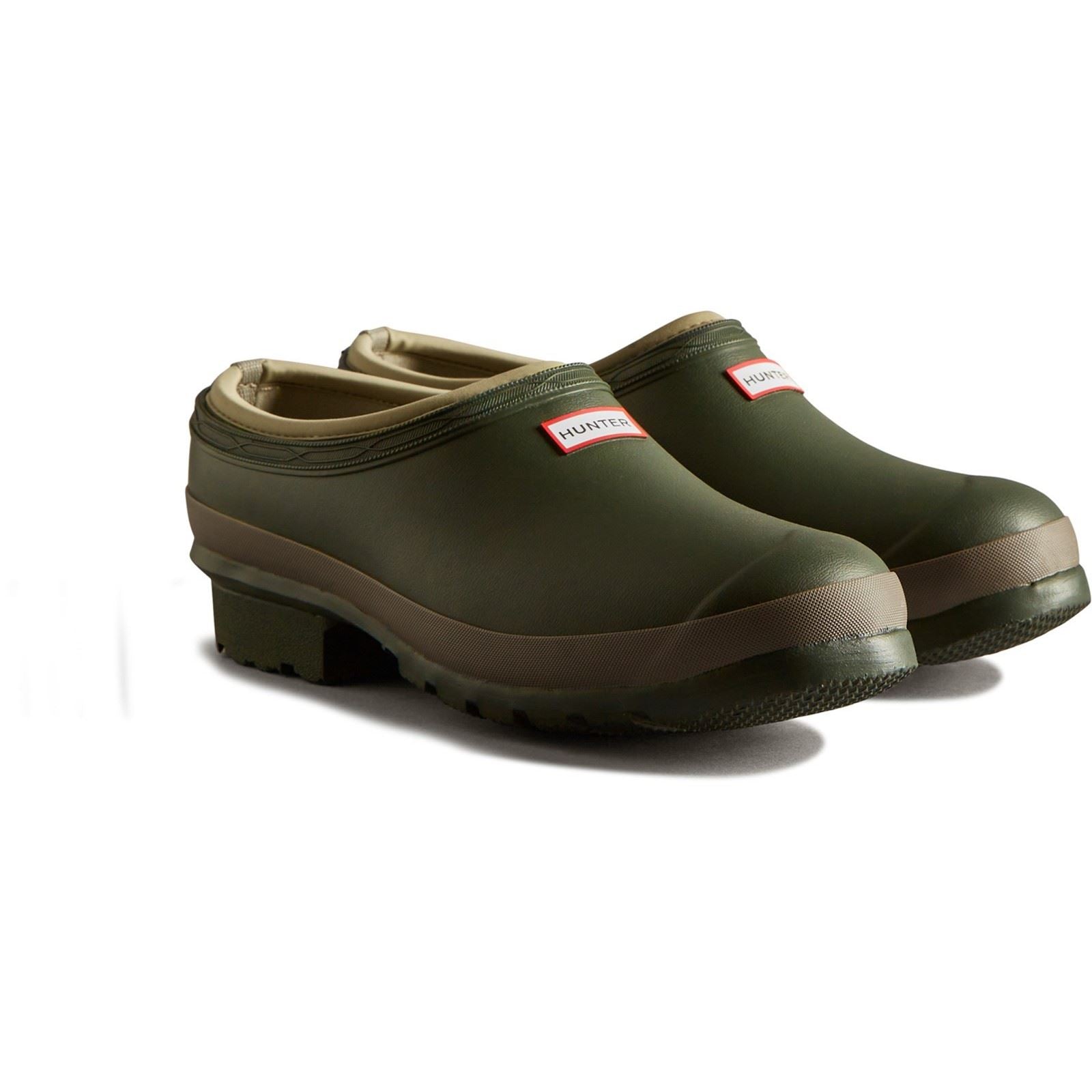 Hunter Gardener Chaussures De Jardin Pour Homme En Caoutchouc Vert Olive Foncé / Argile.